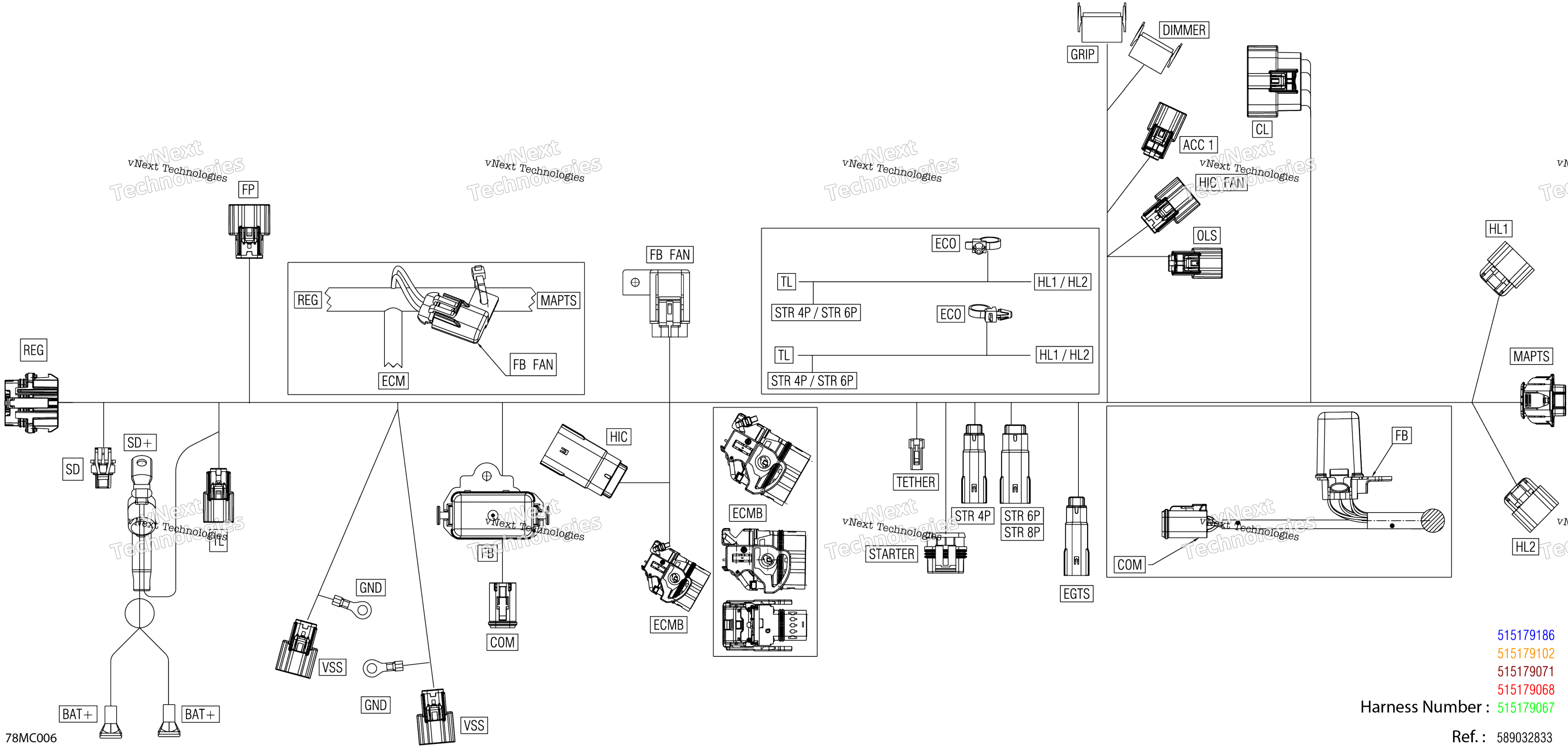 Электрооборудование - Main Harness - 515179068