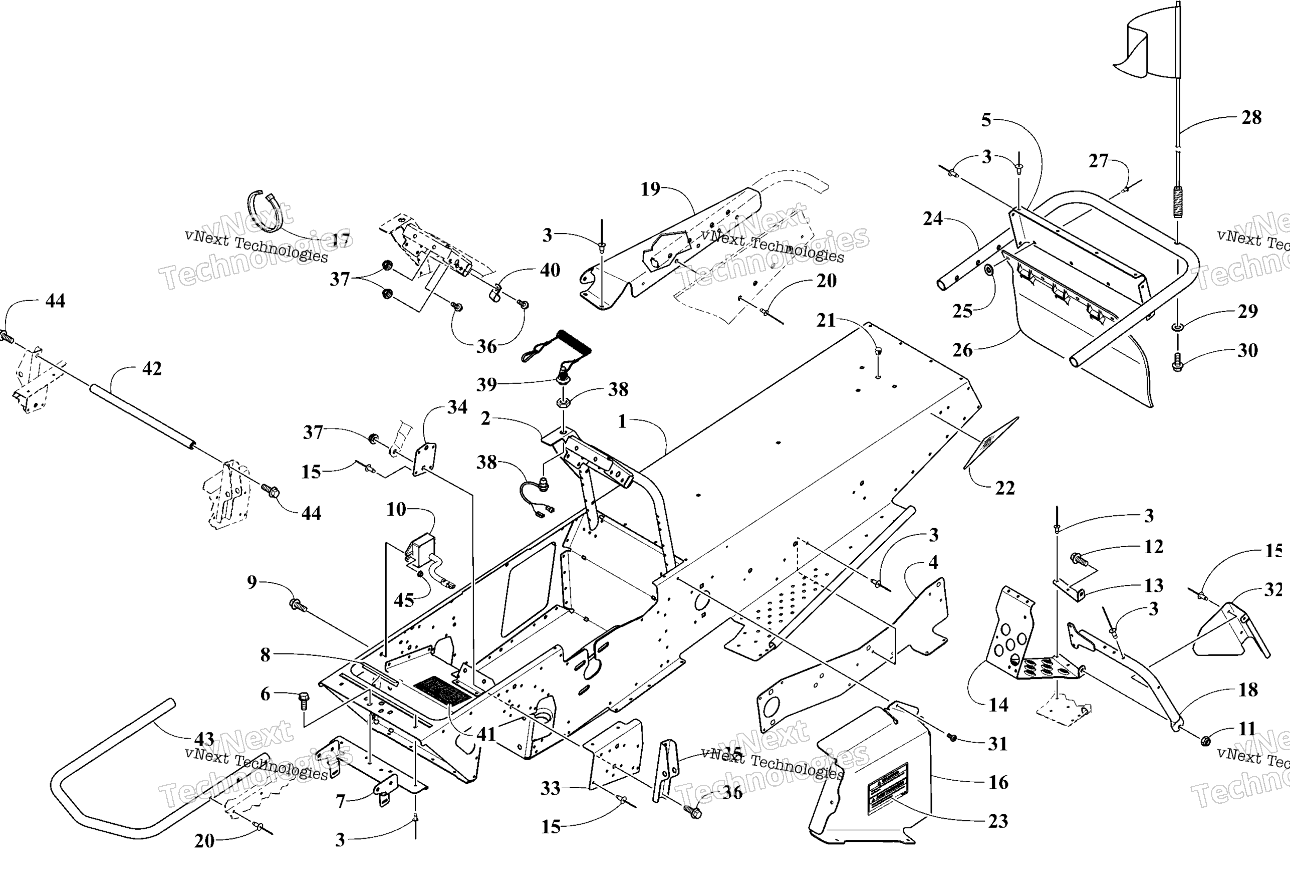 Chassis, Footrest и задний Bumber