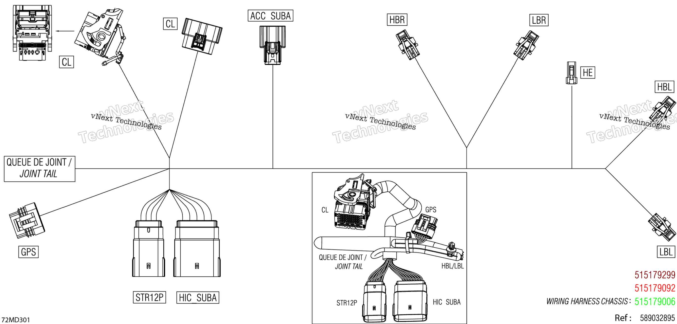Электрооборудование - Hood Wiring Harness - 515179508