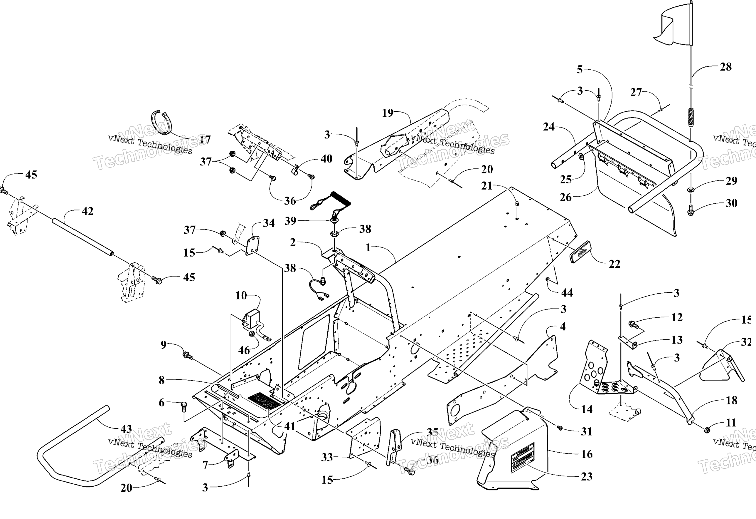 Chassis, Footrest и задний Bumper