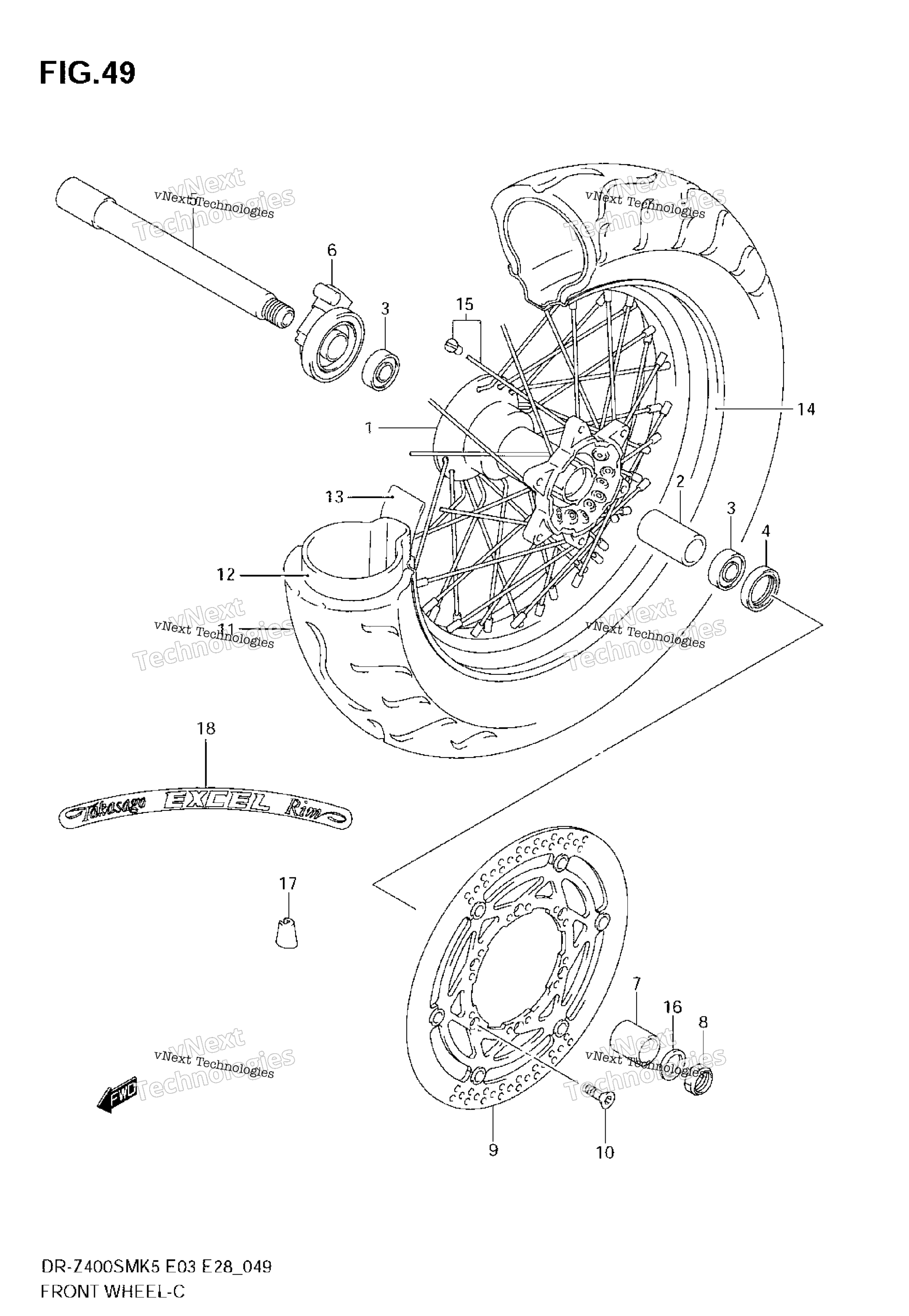 Переднее колесо (Model K5/K6)