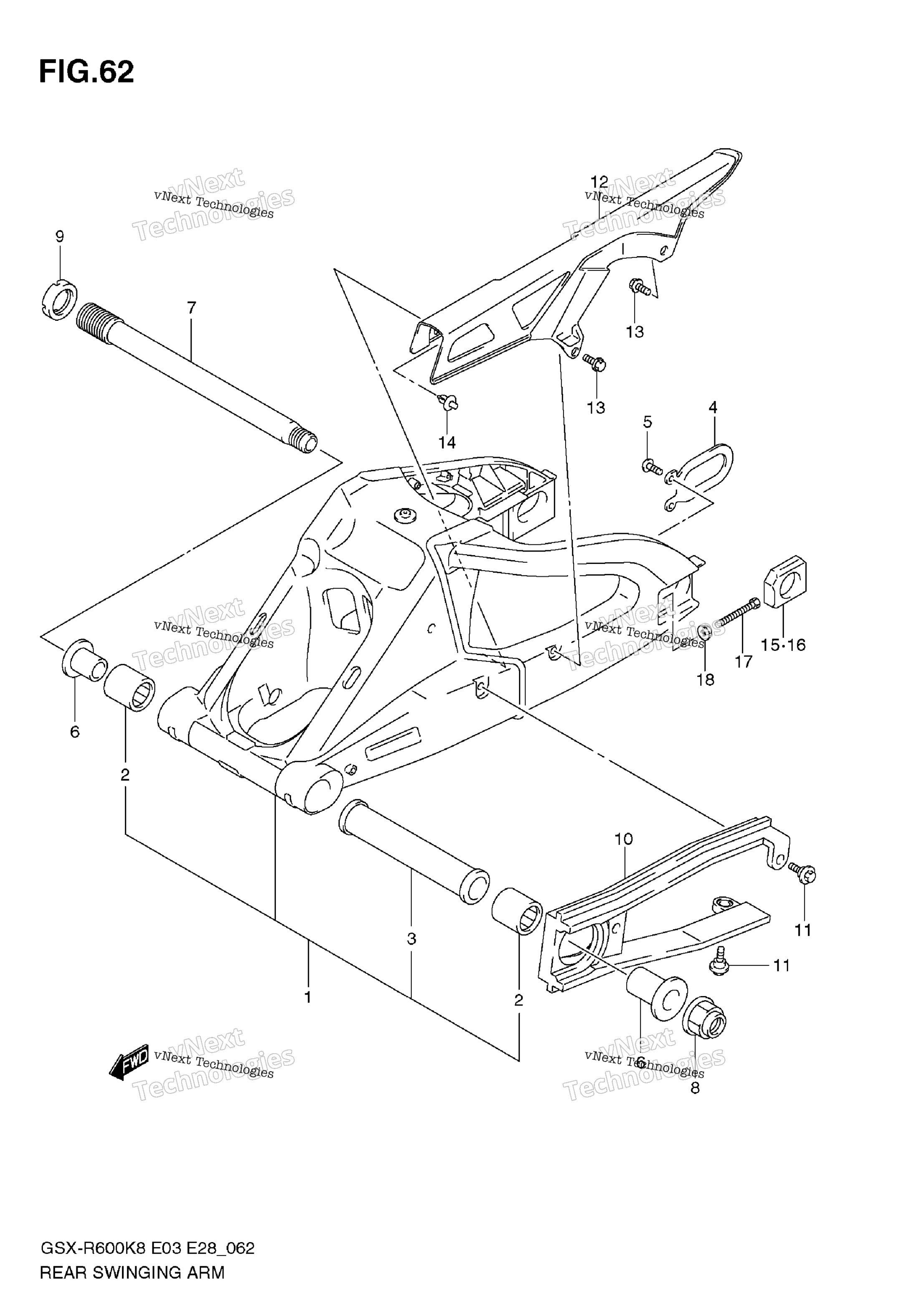 задний Swinging Arm