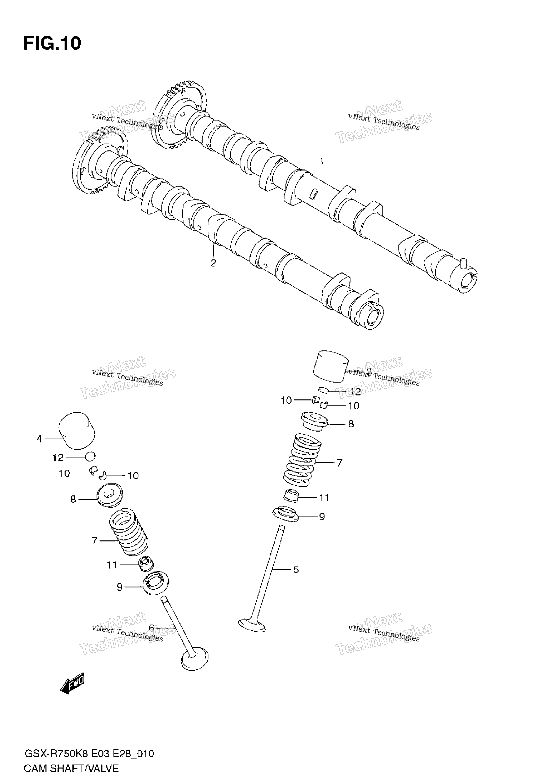 кулачок Shaft клапан