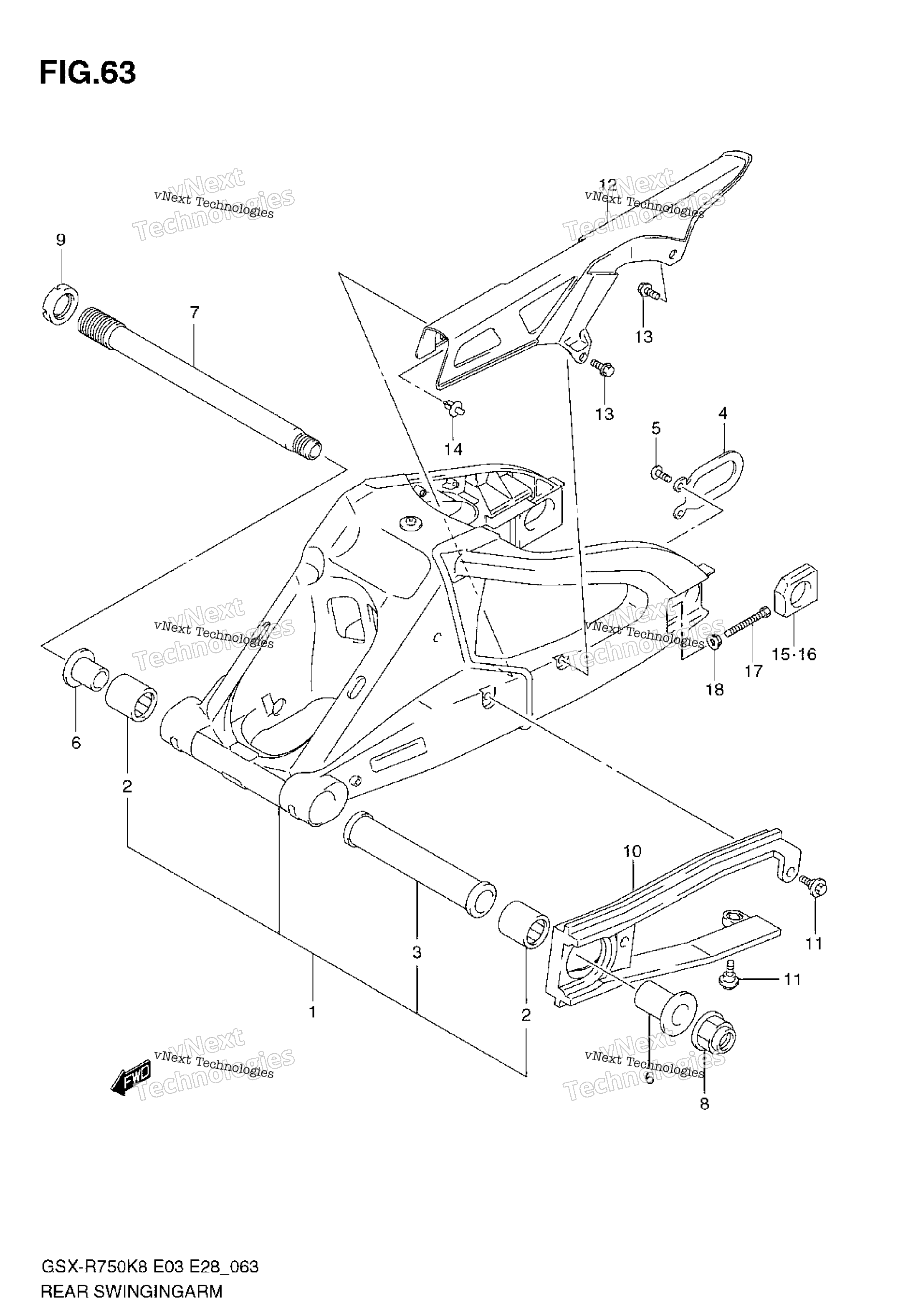 задний Swinging Arm