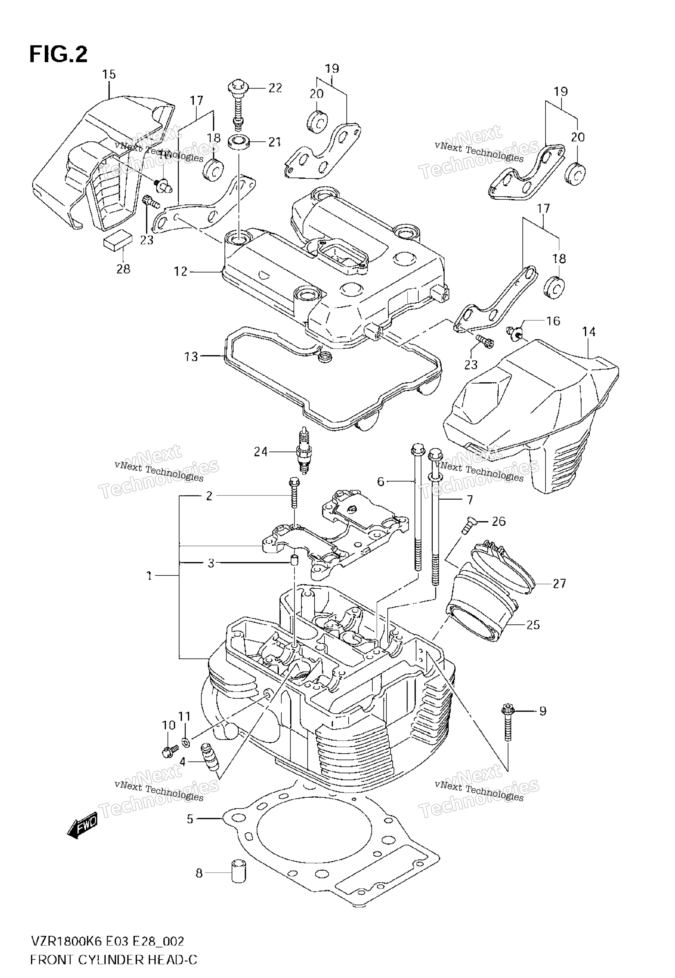Передняя часть CYLINDER HEAD