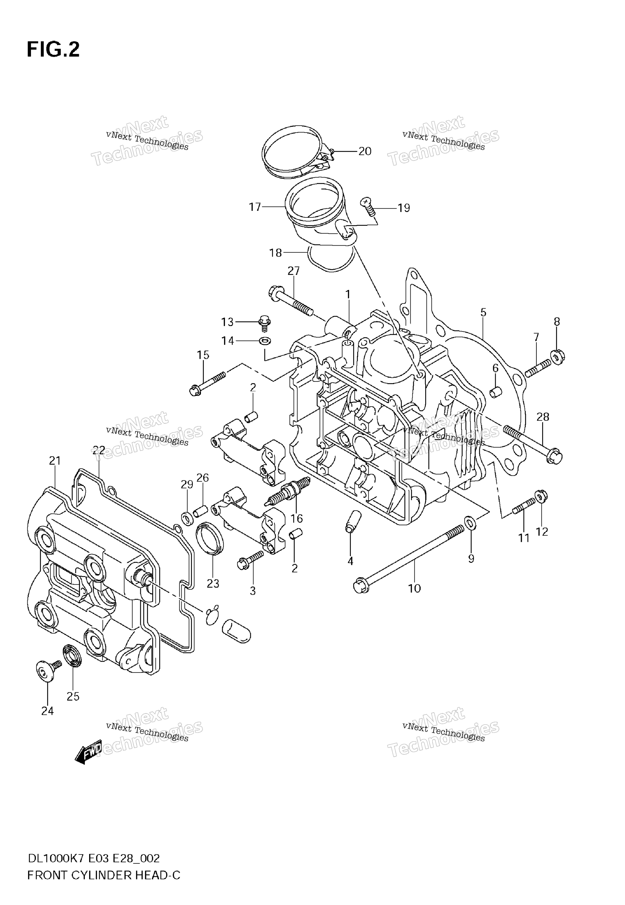 Передняя часть CYLINDER HEAD