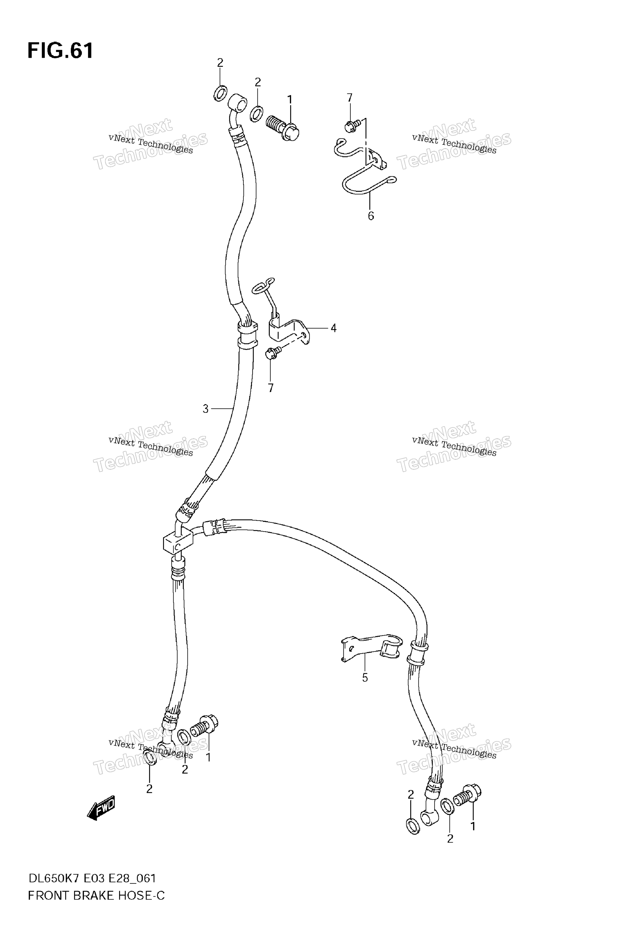 Шланг переднего тормоза (Dl650k7/K8/K9)