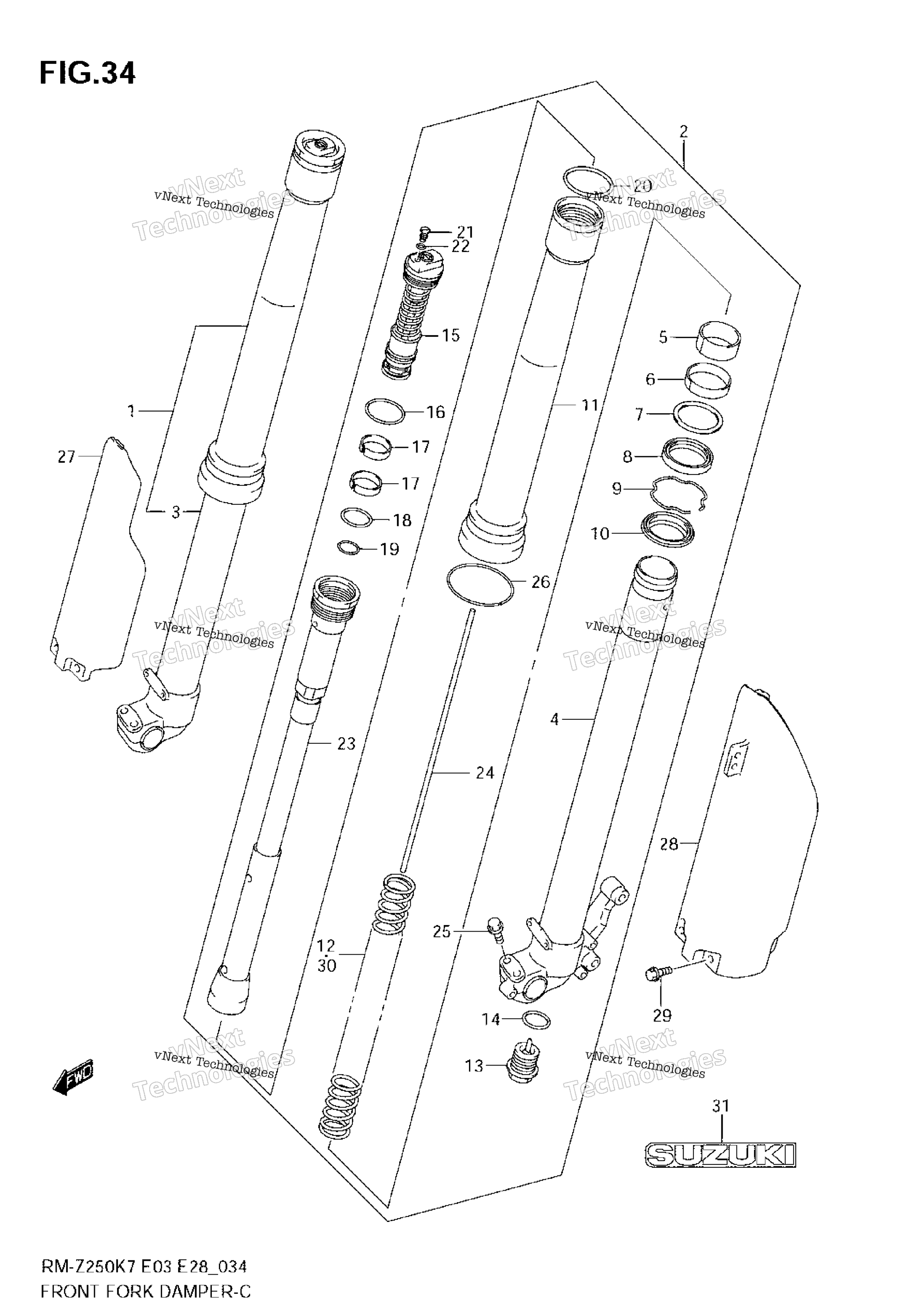Передний амортизатор (Model K7)