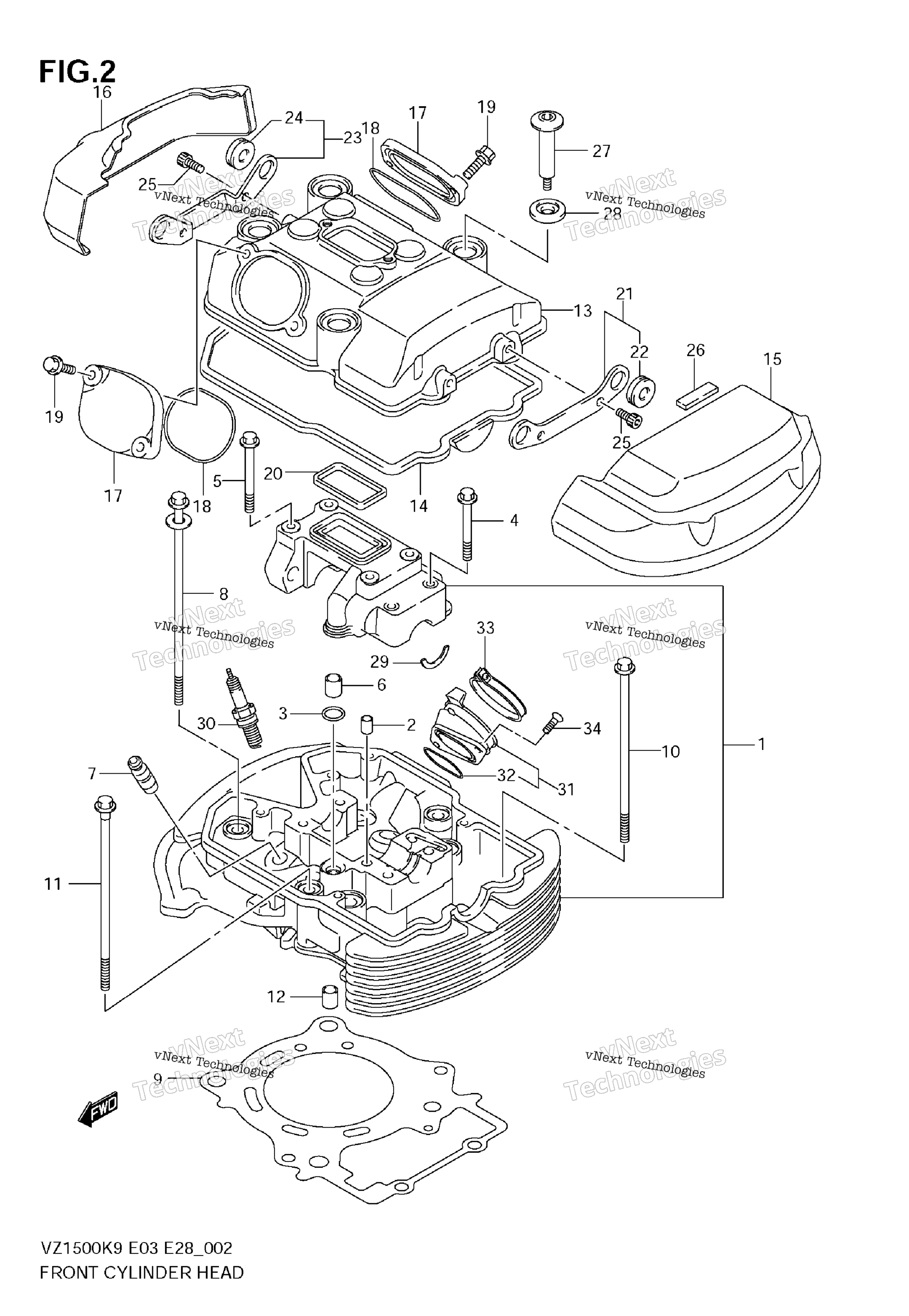Передняя часть CYLINDER HEAD