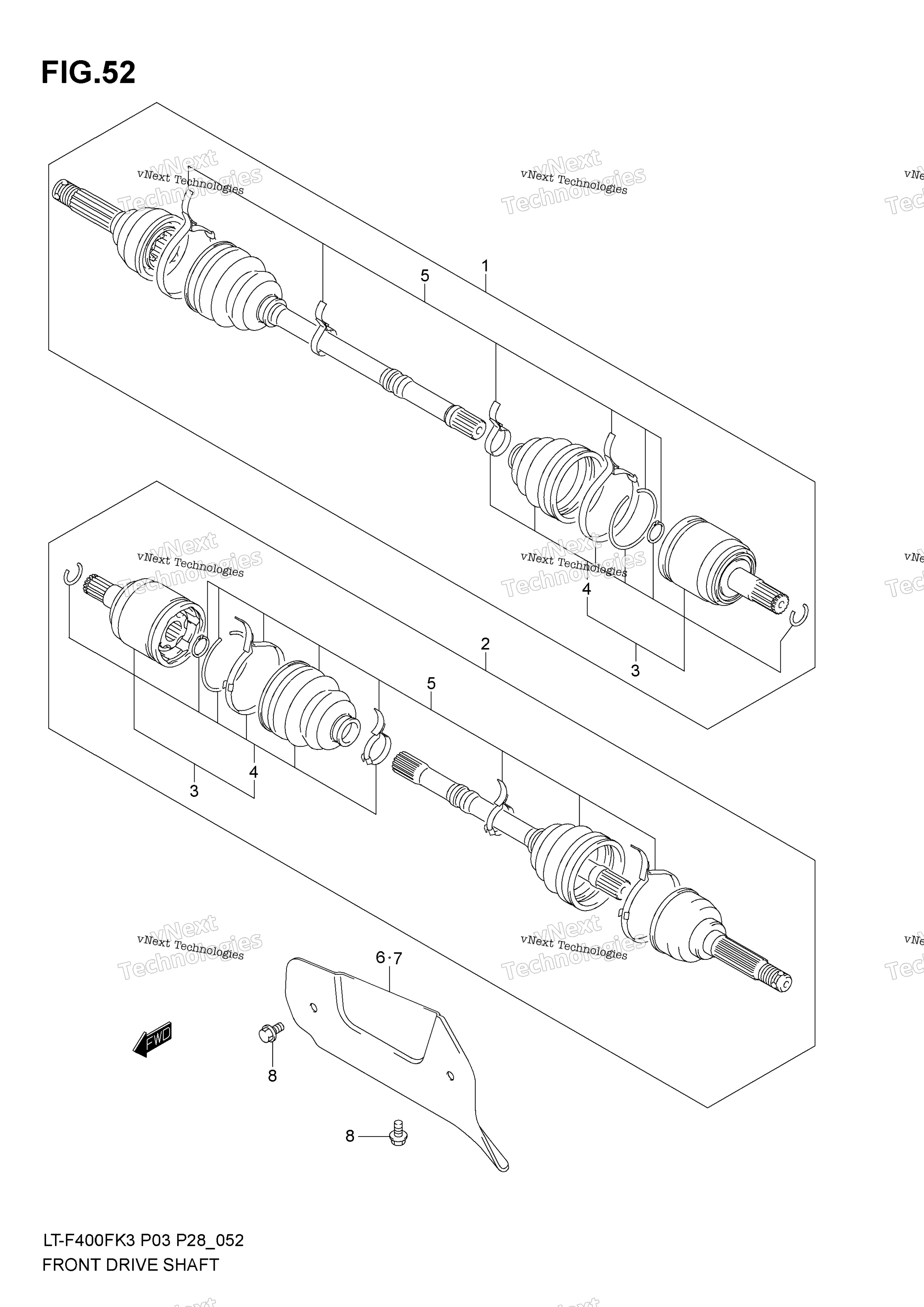Передняя часть Drive Shaft (Model K3/K4)