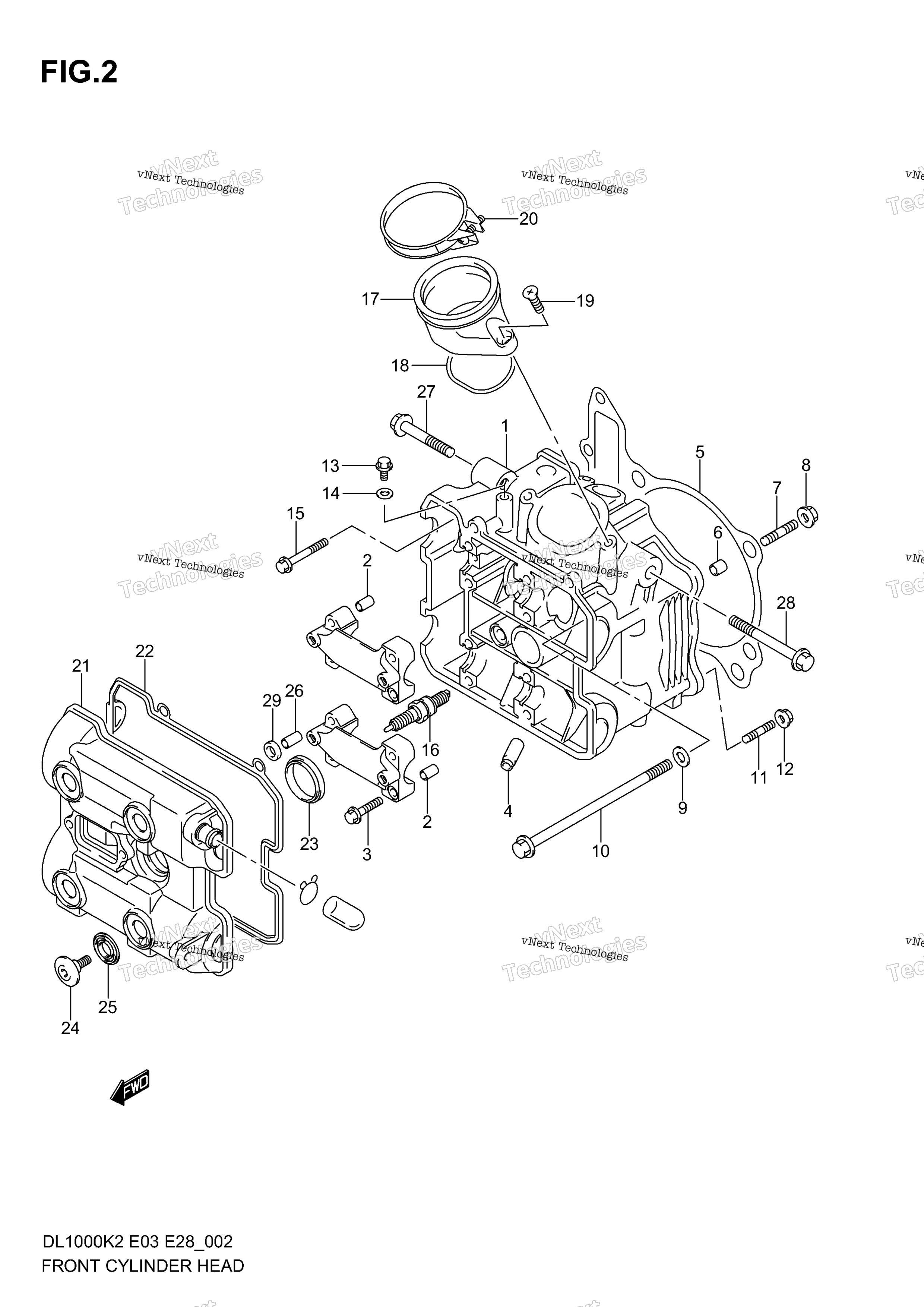 Передняя часть CYLINDER HEAD