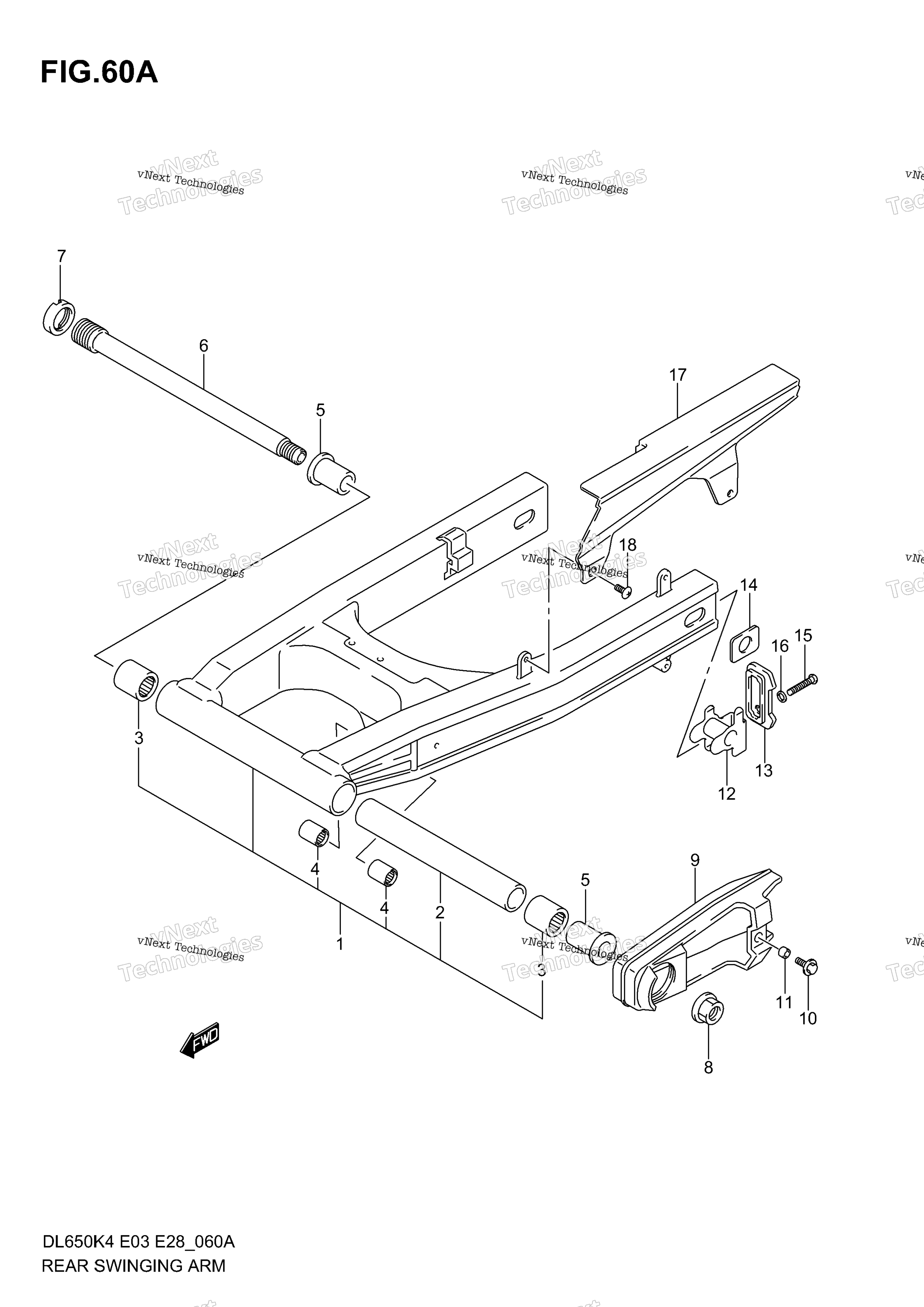 задний Swinging Arm (Model K5 / K6)