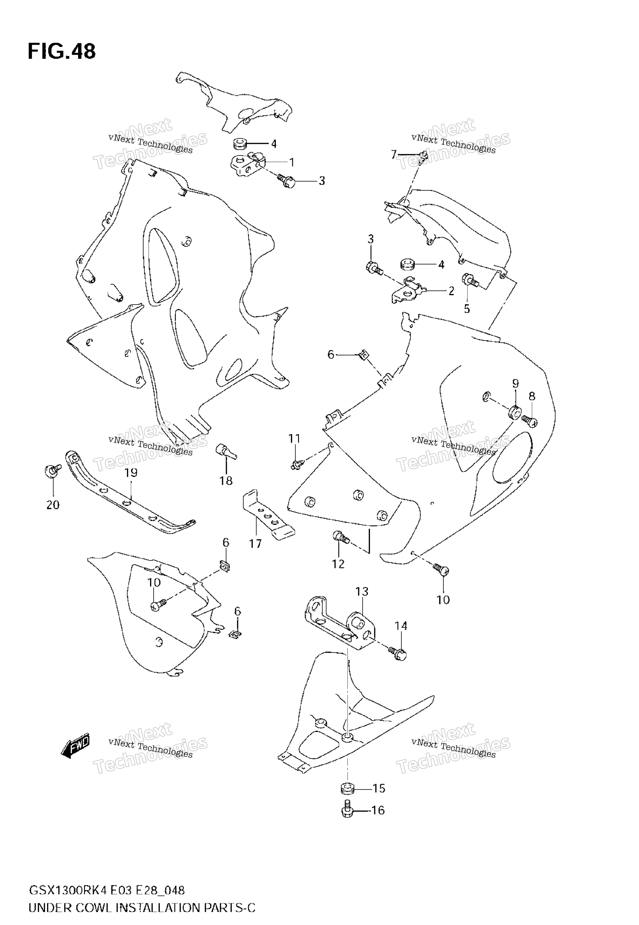 UNDER обтекатель Installation Parts