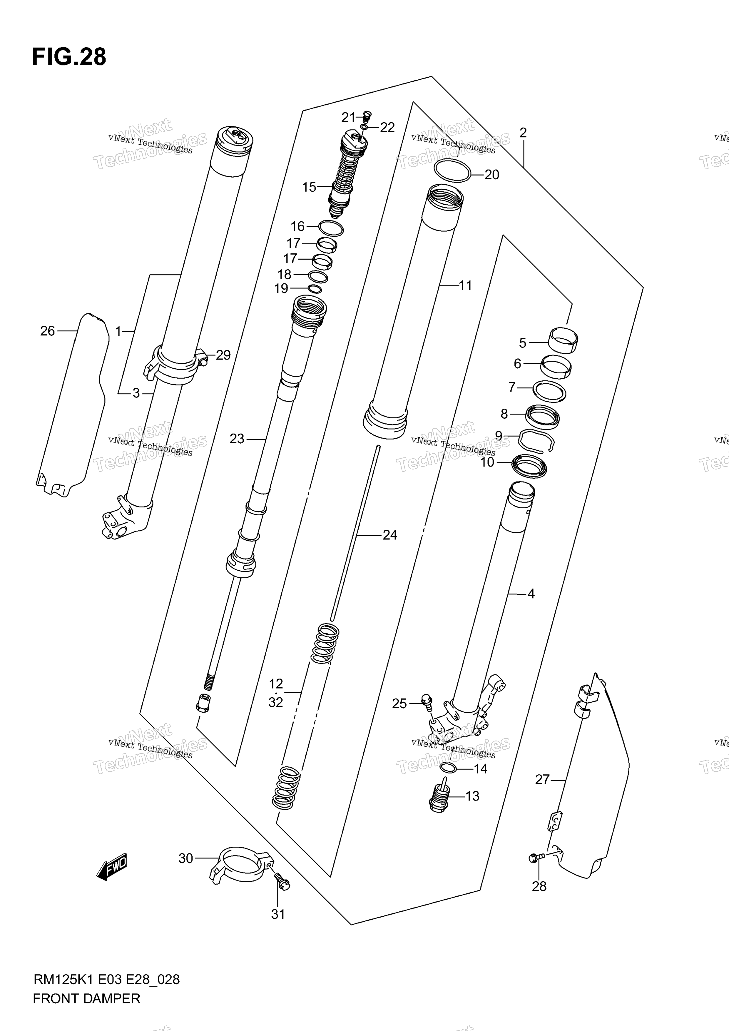 Передний амортизатор (Model K1)