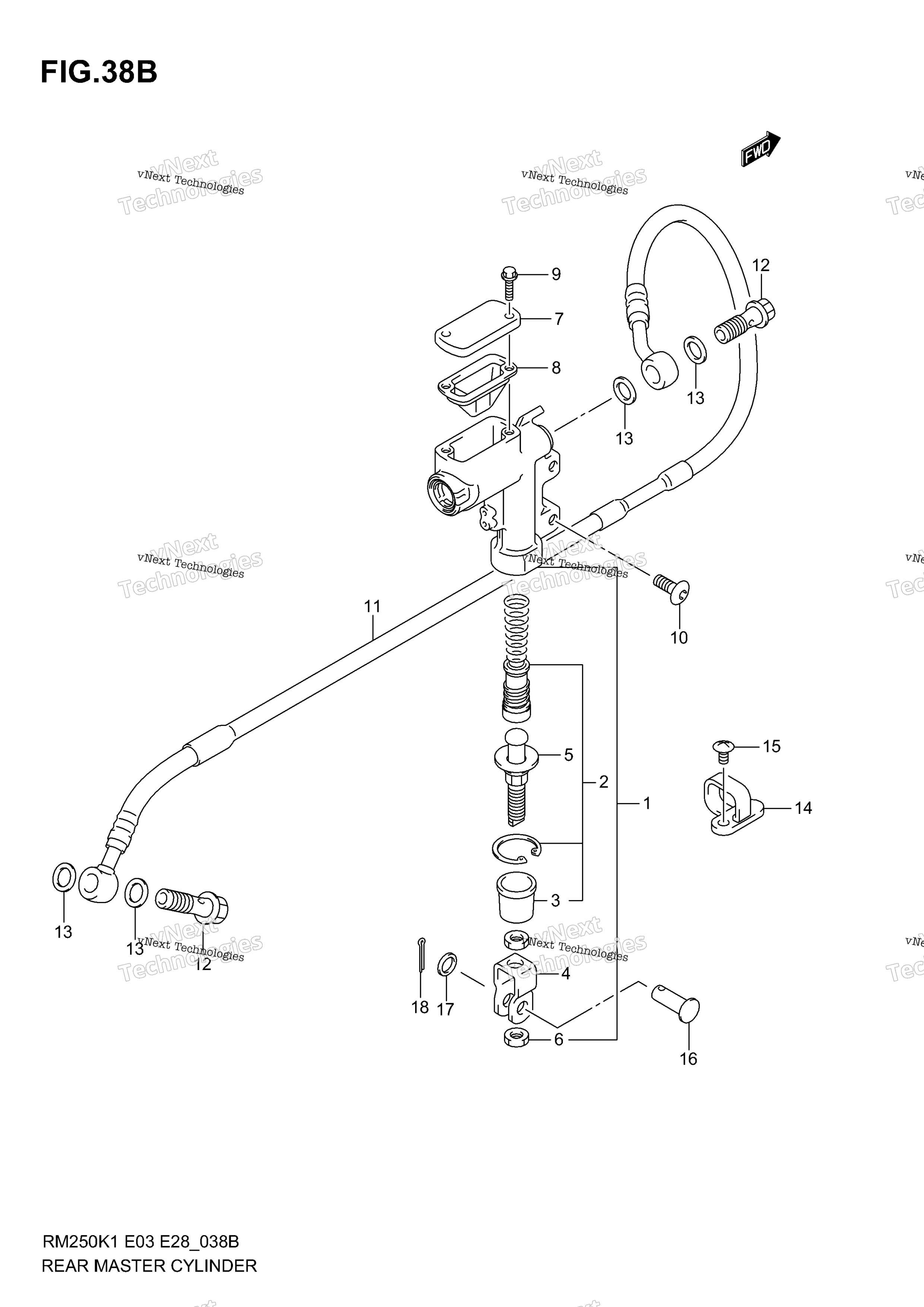 Задний главный цилиндр тормоза (Model K4)
