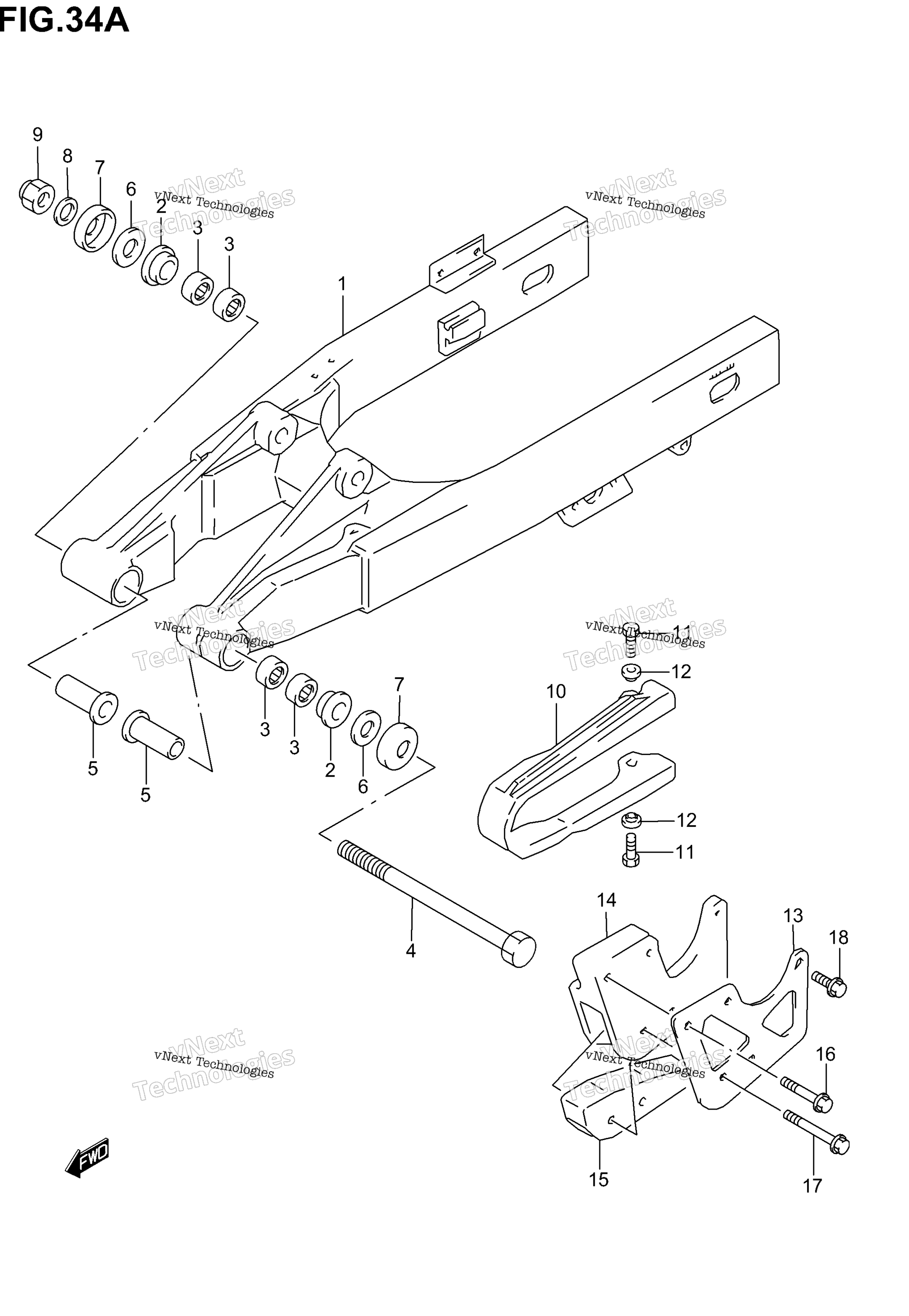 задний Swinging Arm (Model K3)