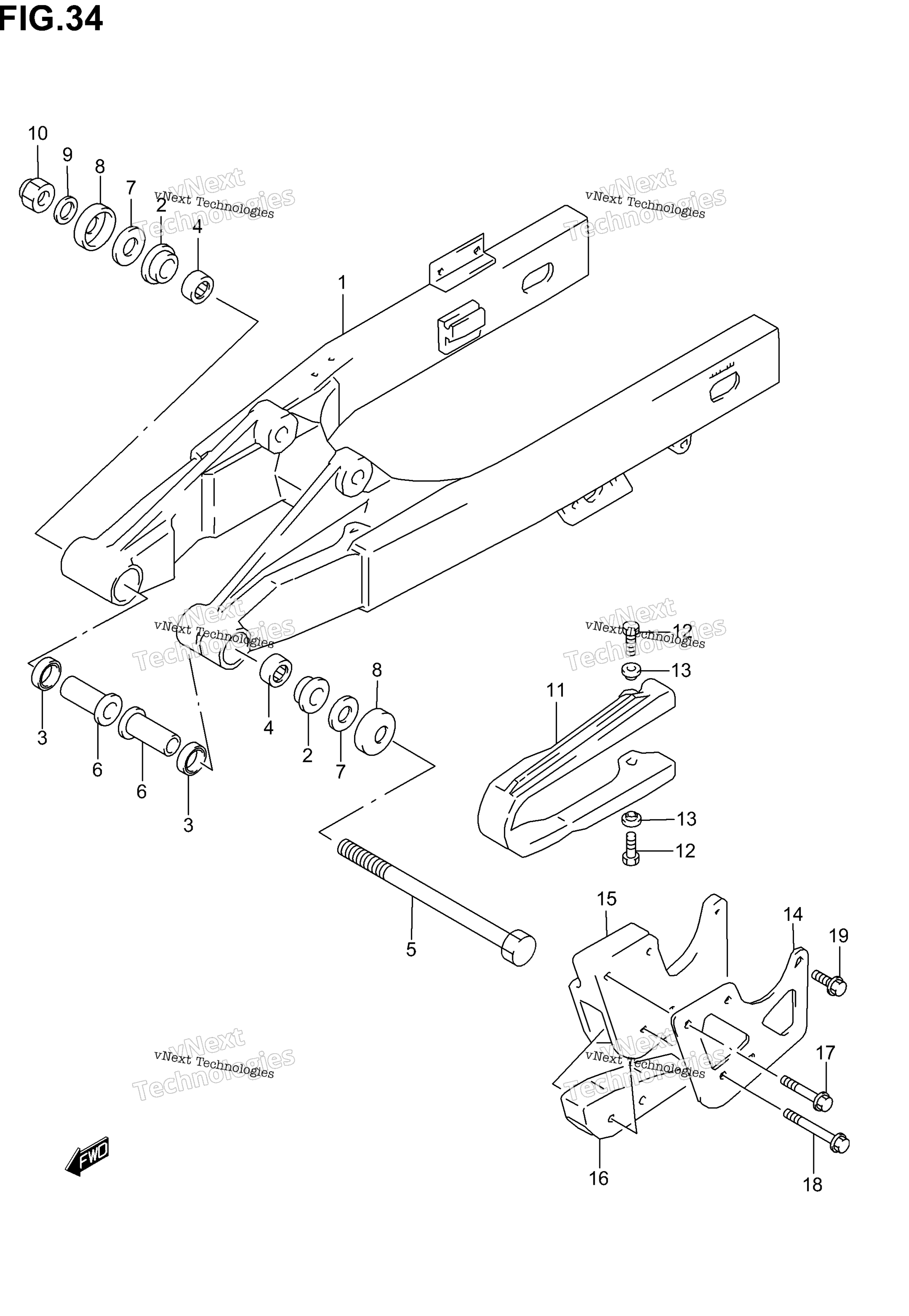 задний Swinging Arm (Model K2)