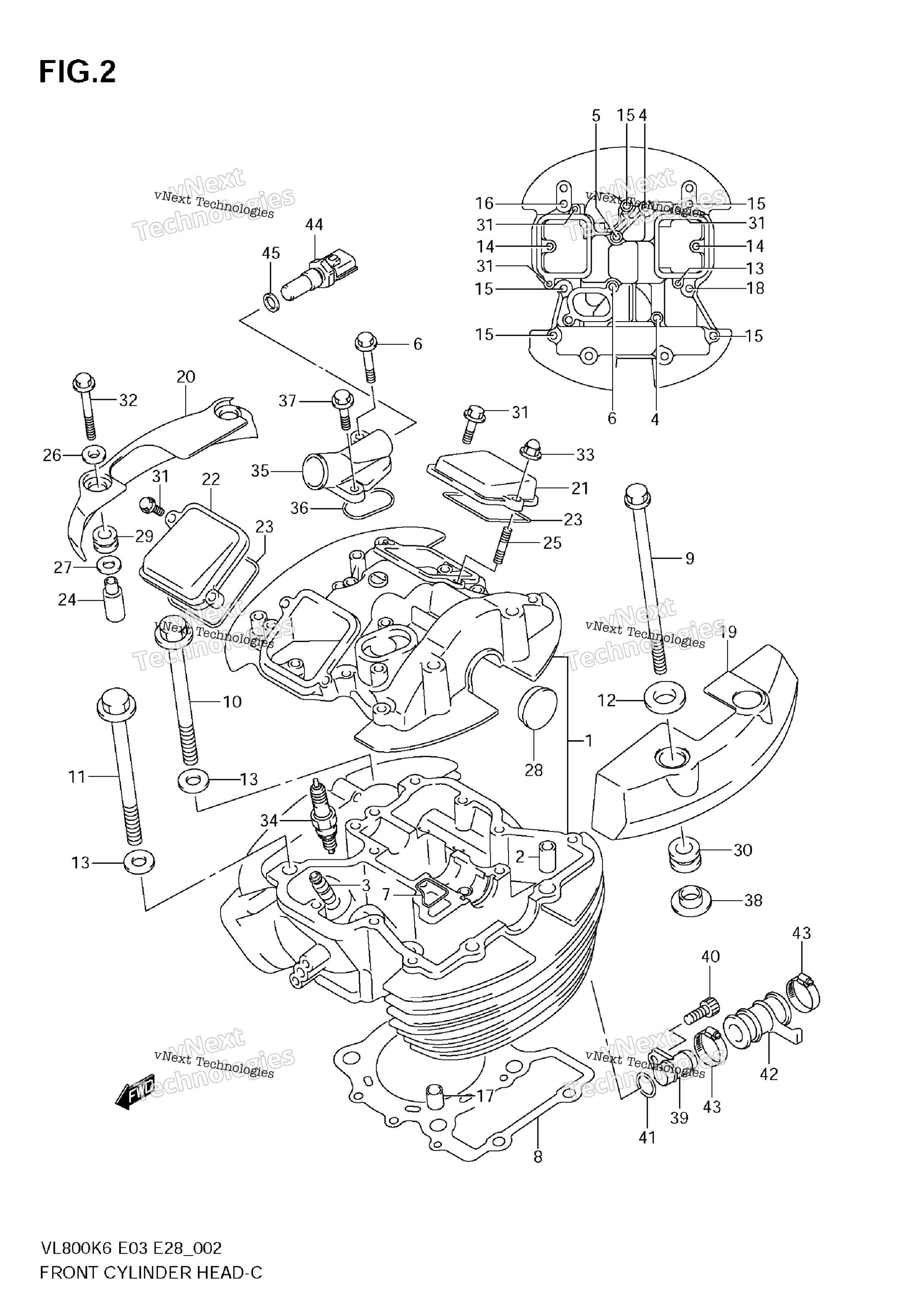 Передняя часть Cylinder Head (Model K6/K7/K8)