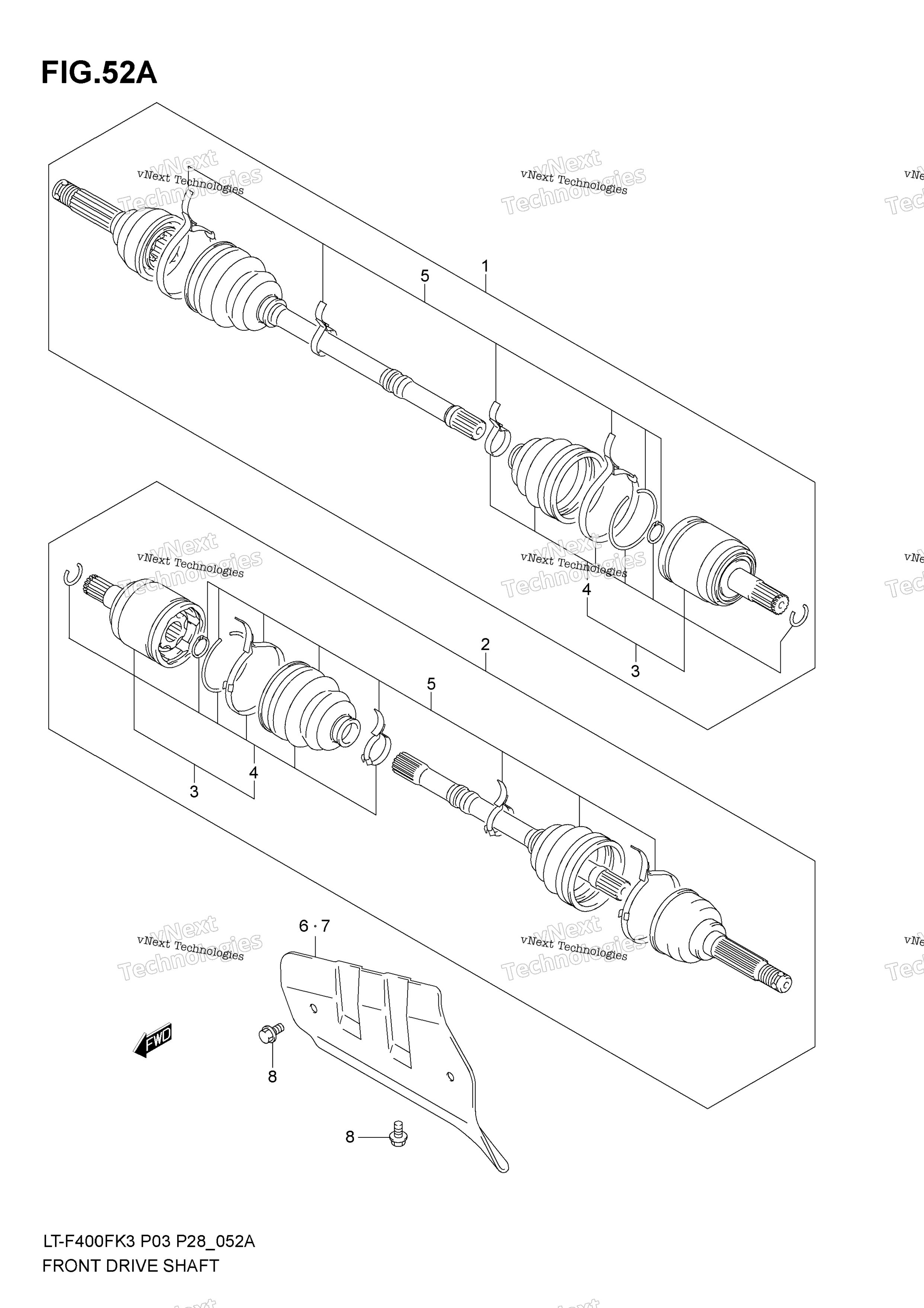 Передняя часть Drive Shaft (Model K5/K6/K7)