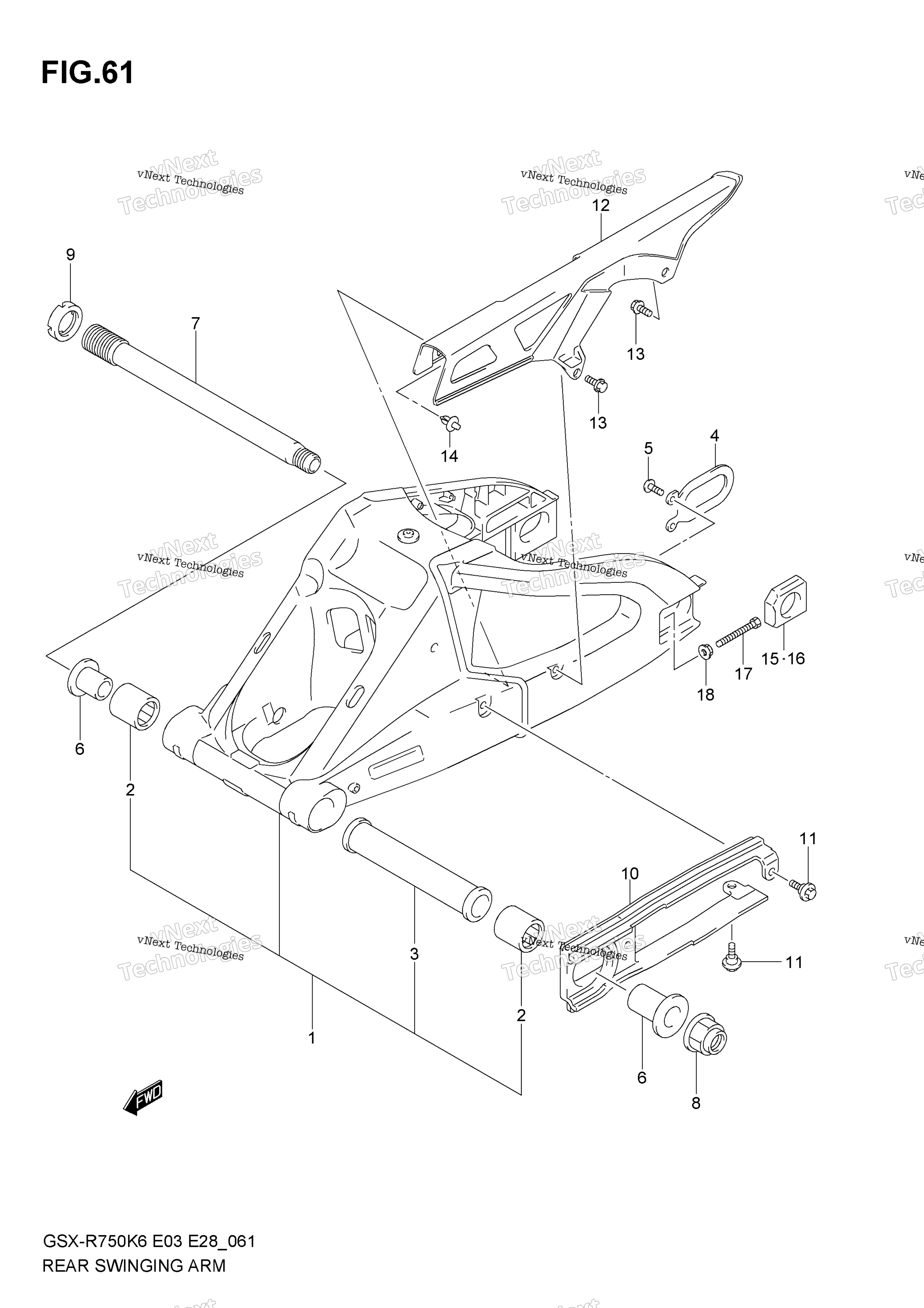 задний Swinging Arm
