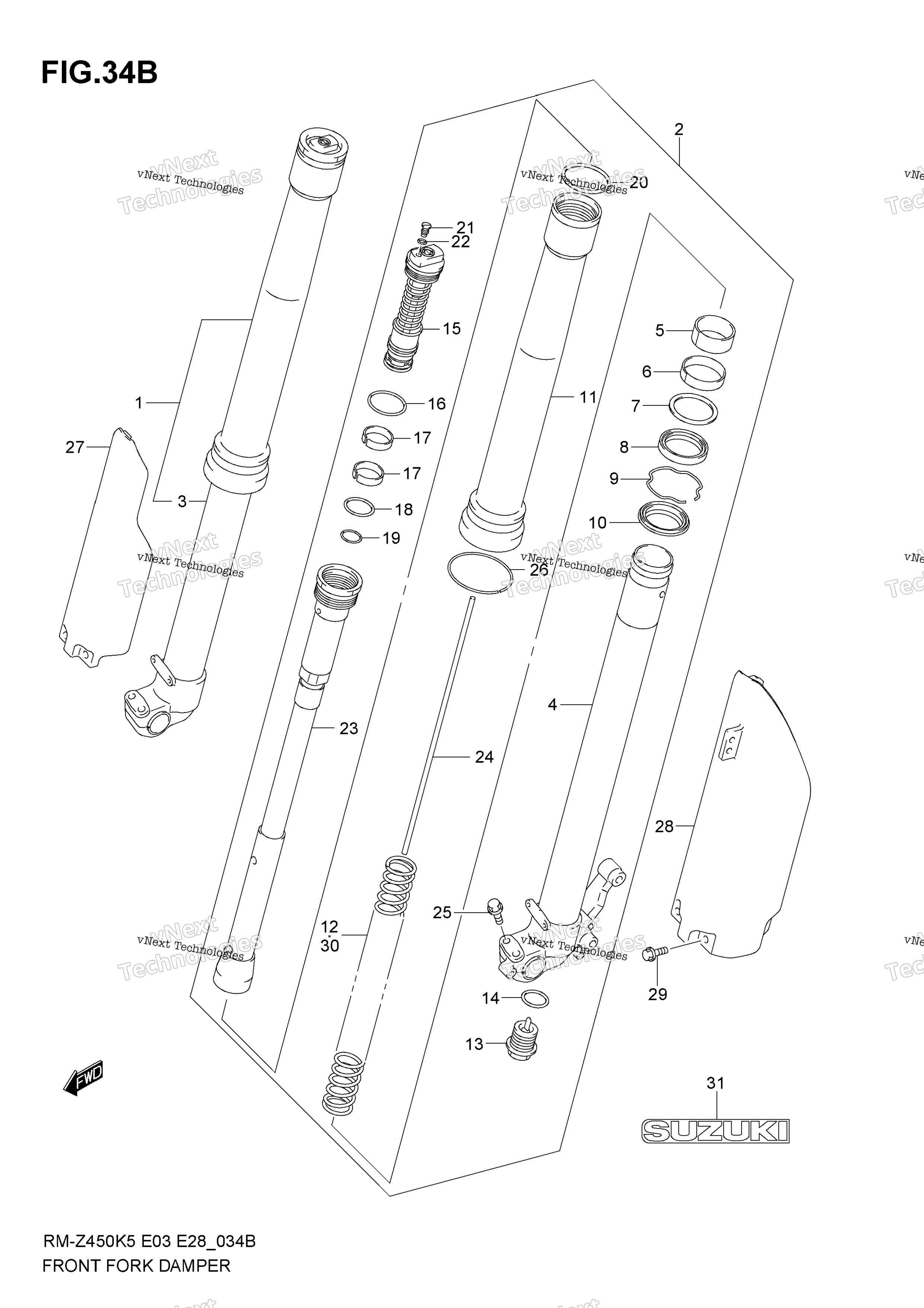 Передний амортизатор (Model K7)