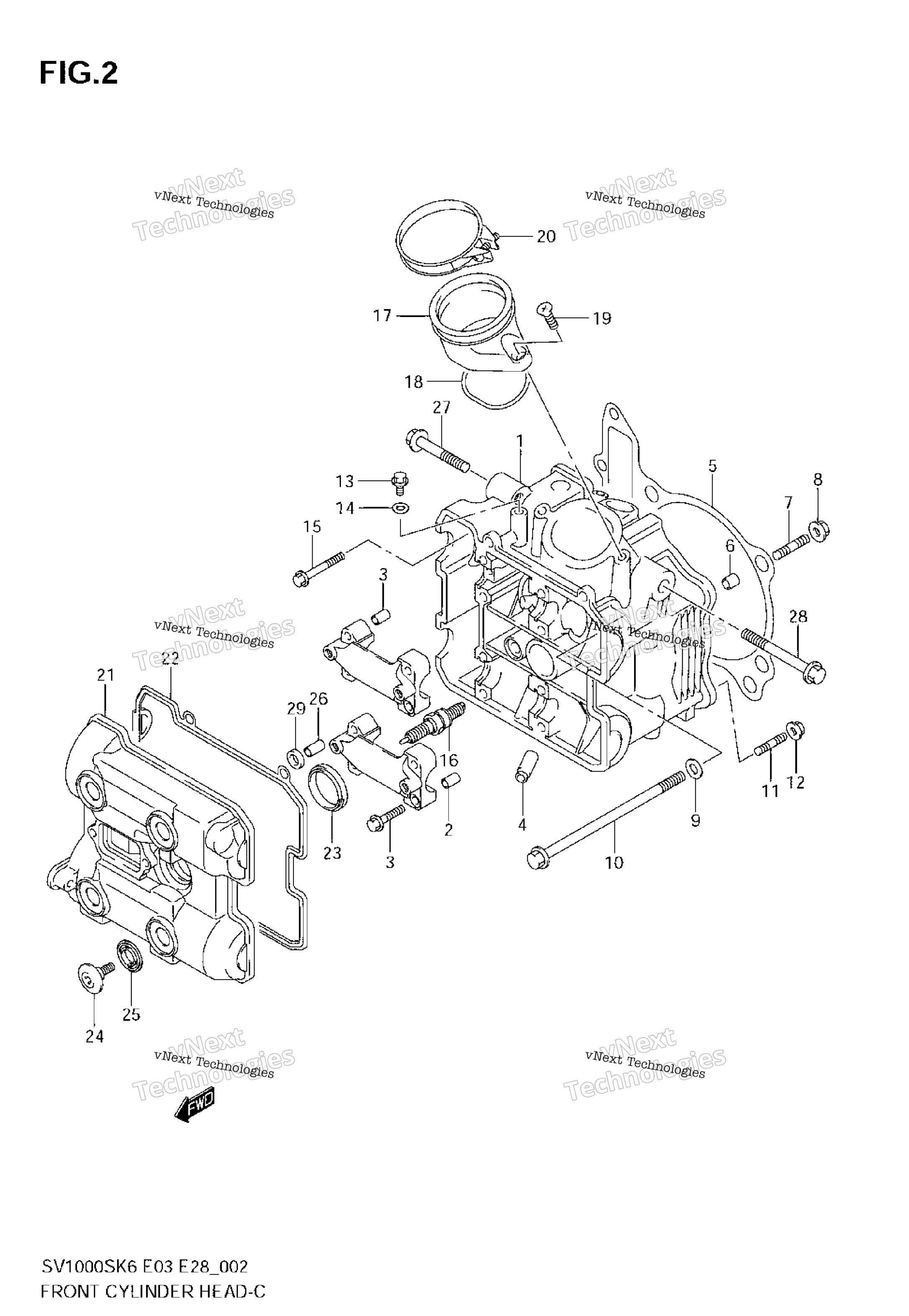 Передняя часть CYLINDER HEAD