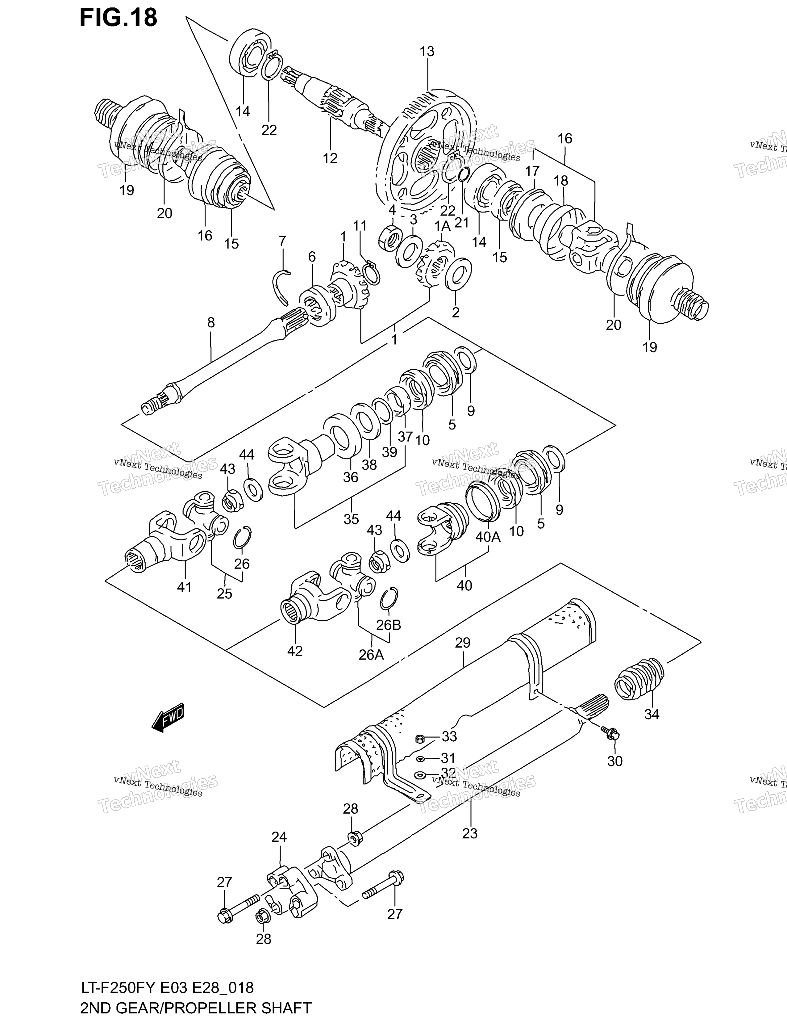 Secondary передача Propeller Shaft