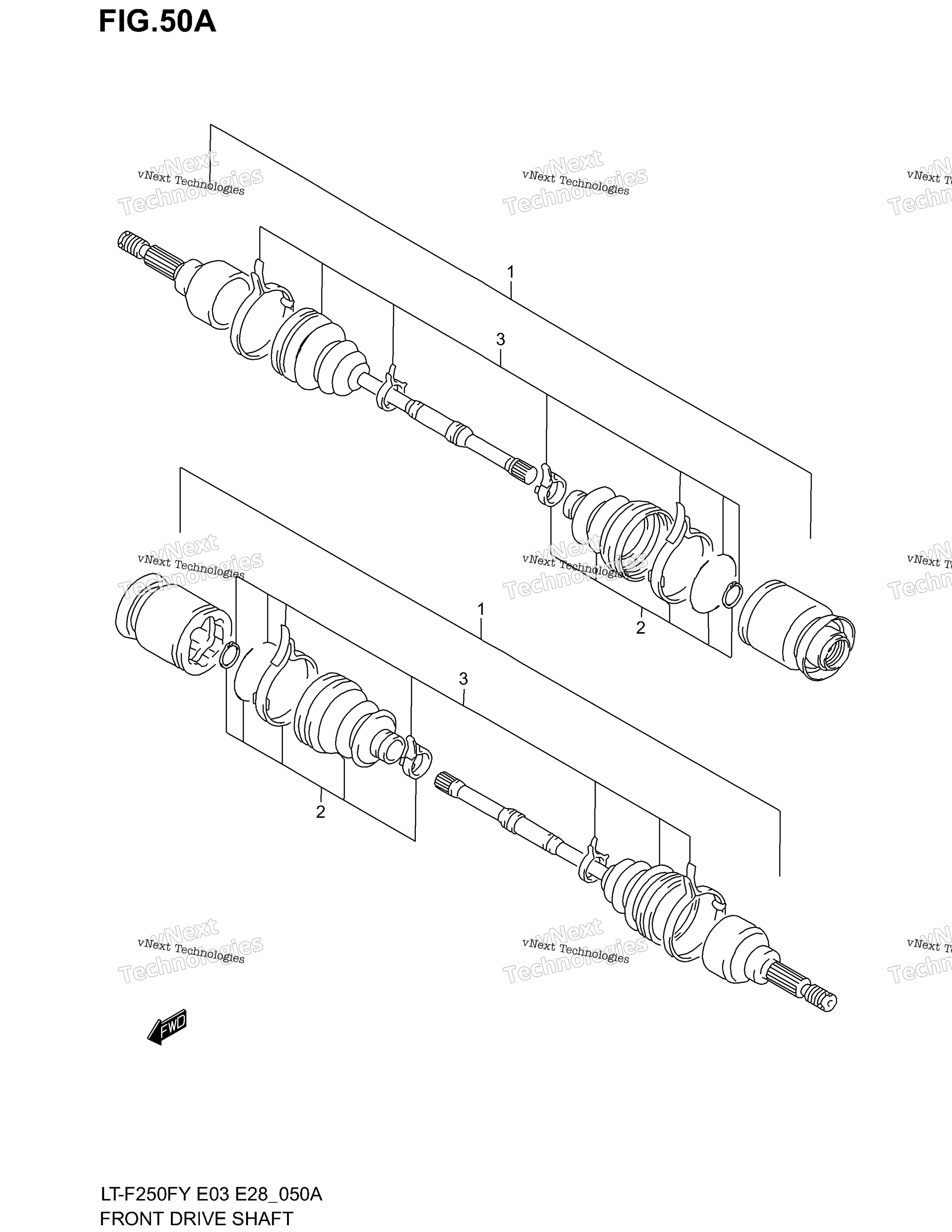 Передняя часть Drive Shaft (Model K1/K2)