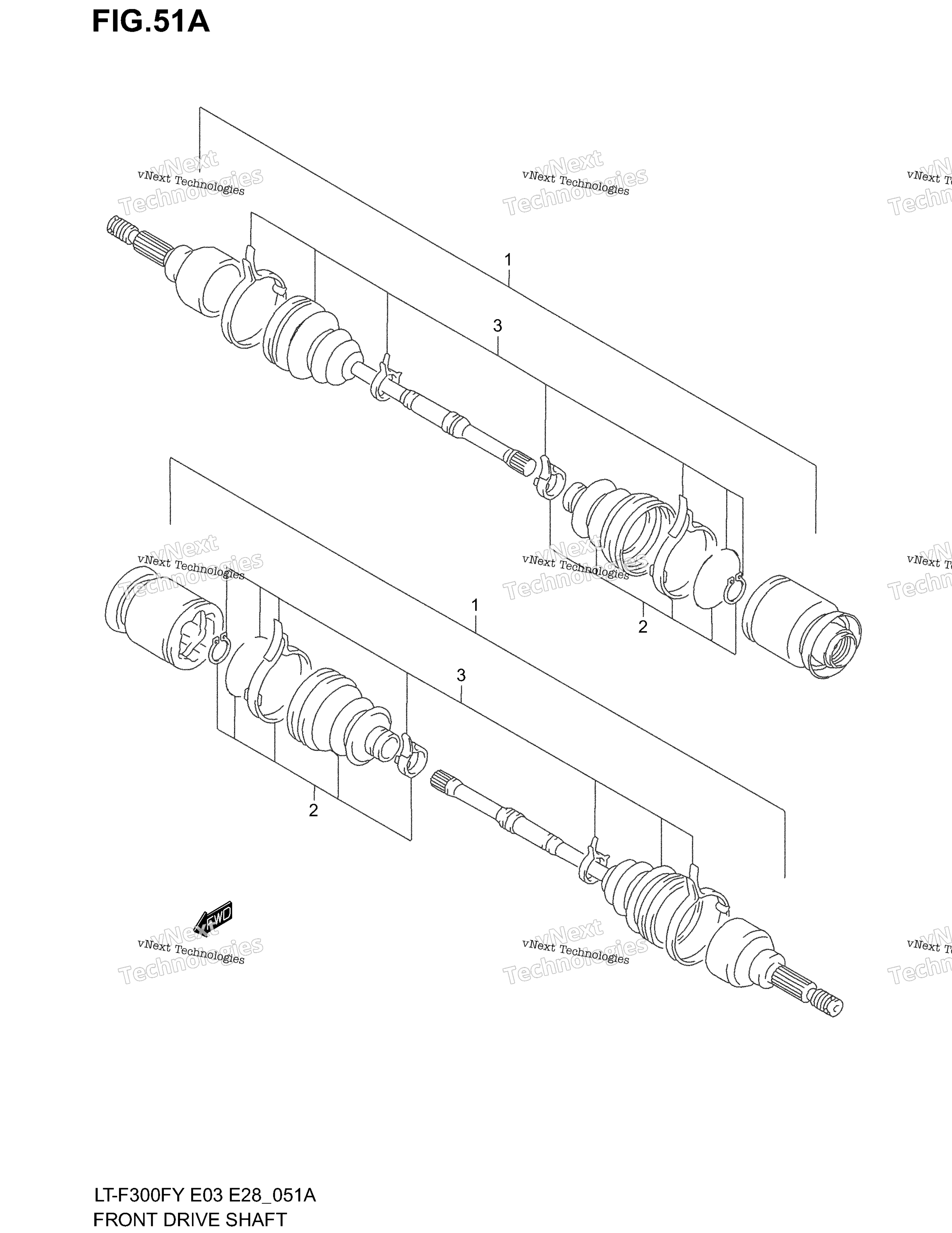 Передняя часть Drive Shaft (Model K1/K2)