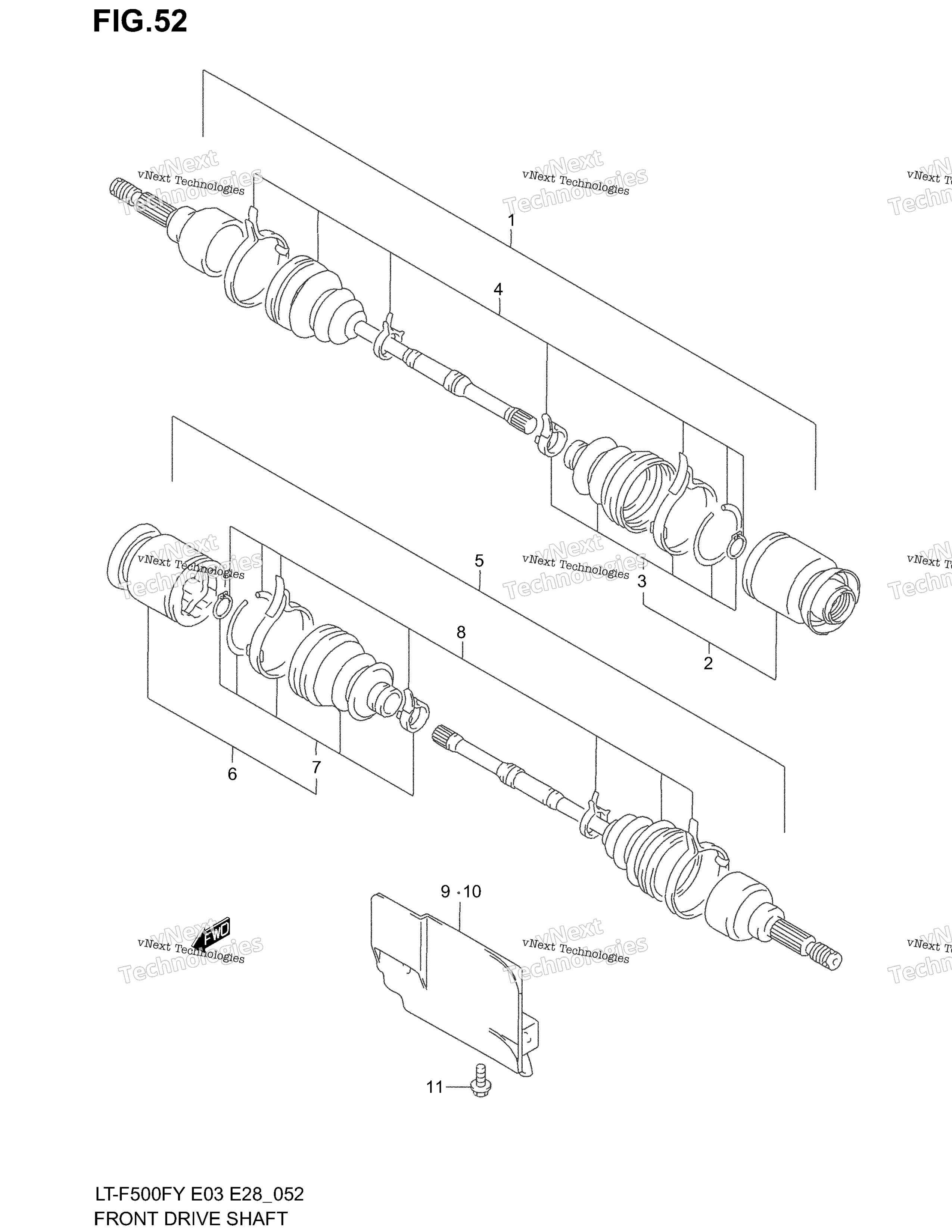 Передняя часть Drive Shaft (Model W/X)