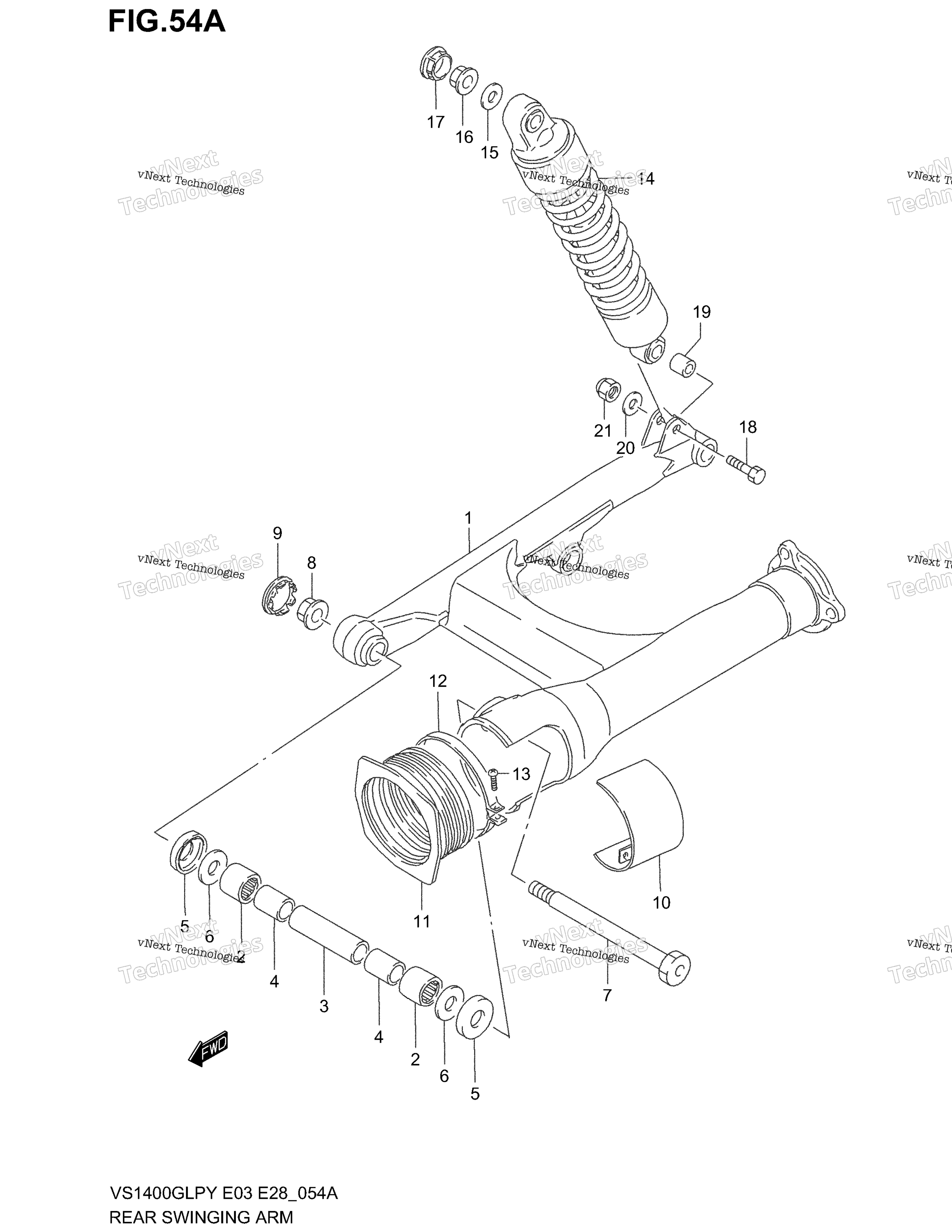 задний Swinging Arm (Model K1 / K2 / K3)