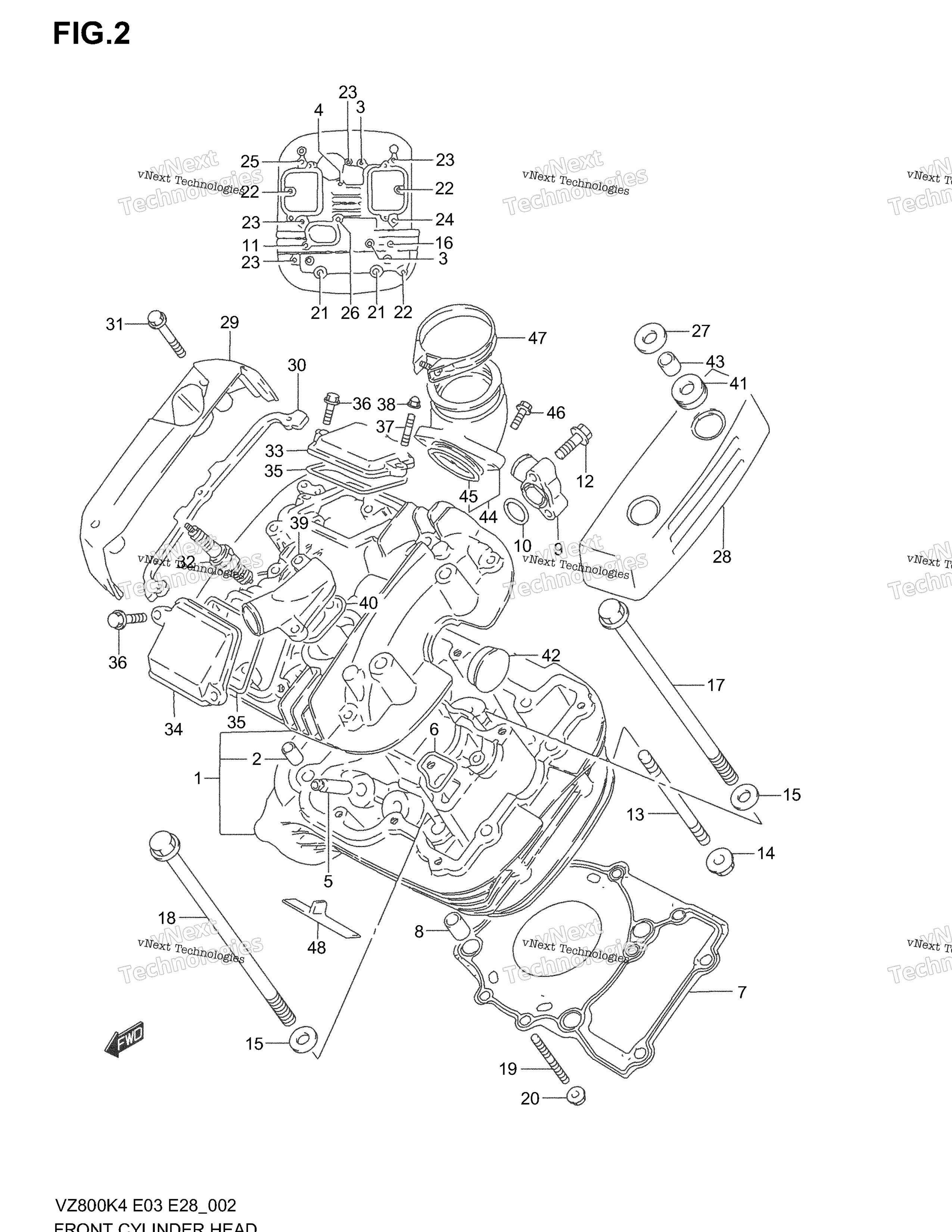 Передняя часть CYLINDER HEAD