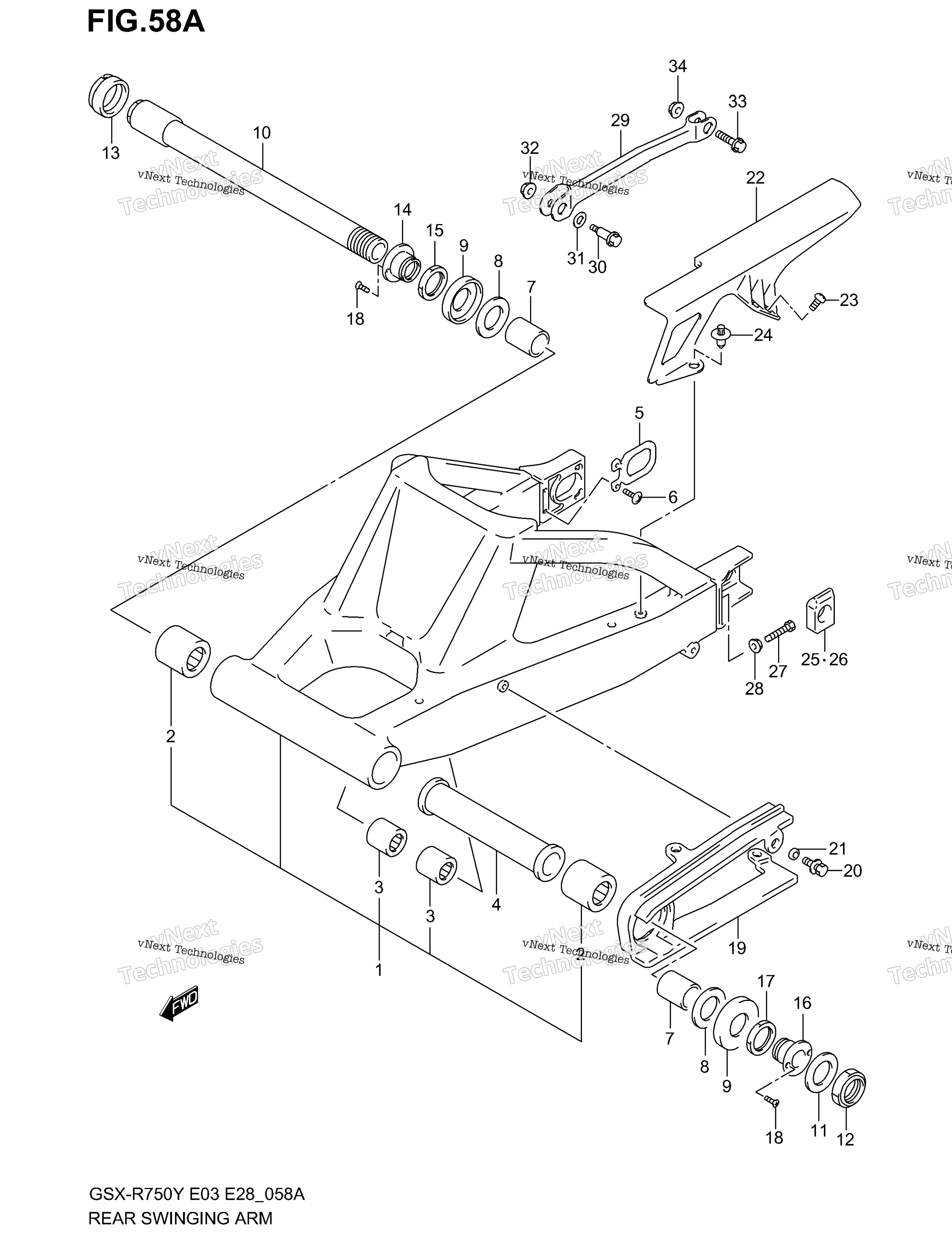 задний Swinging Arm (Model K2 / K3)