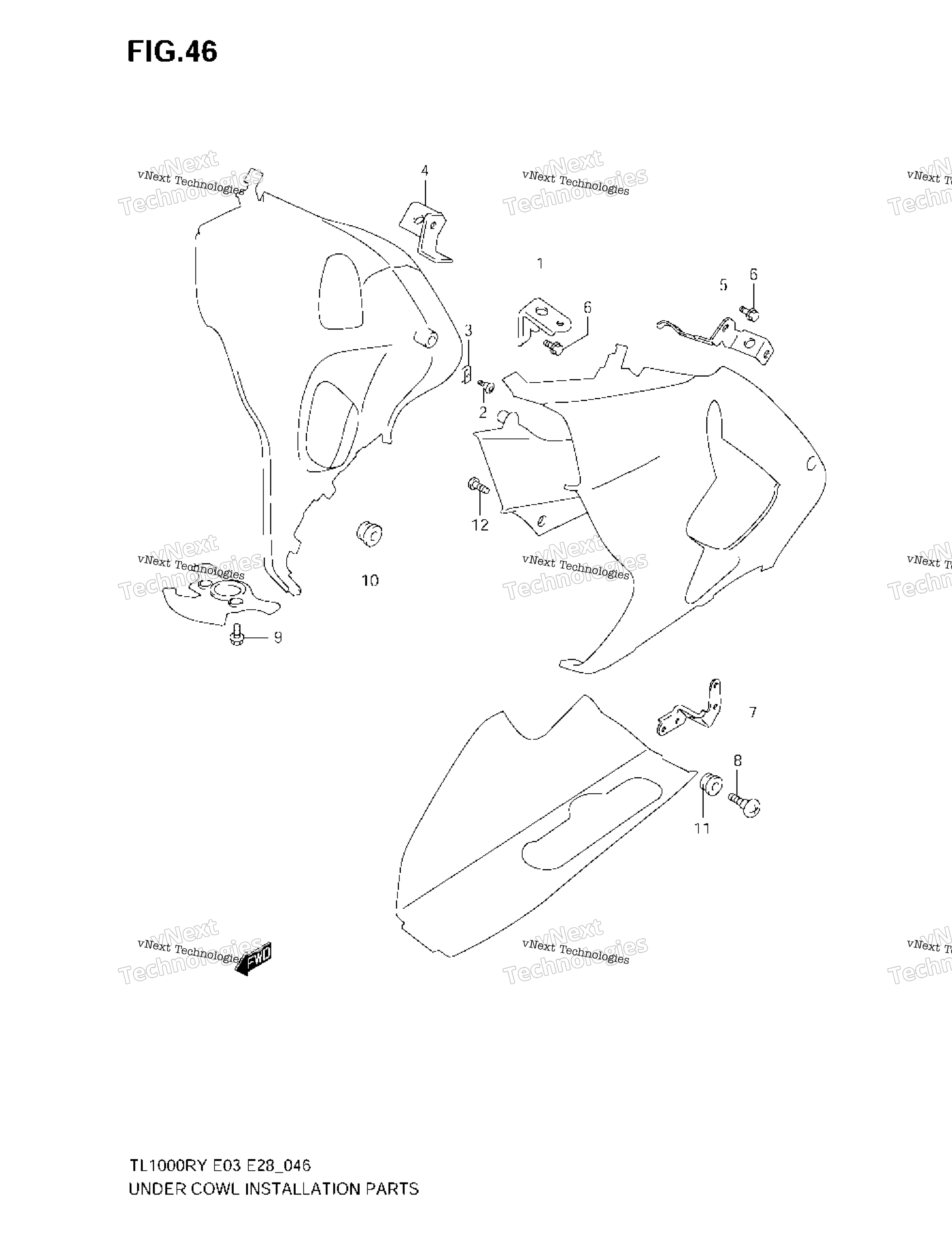 UNDER обтекатель Installation Parts
