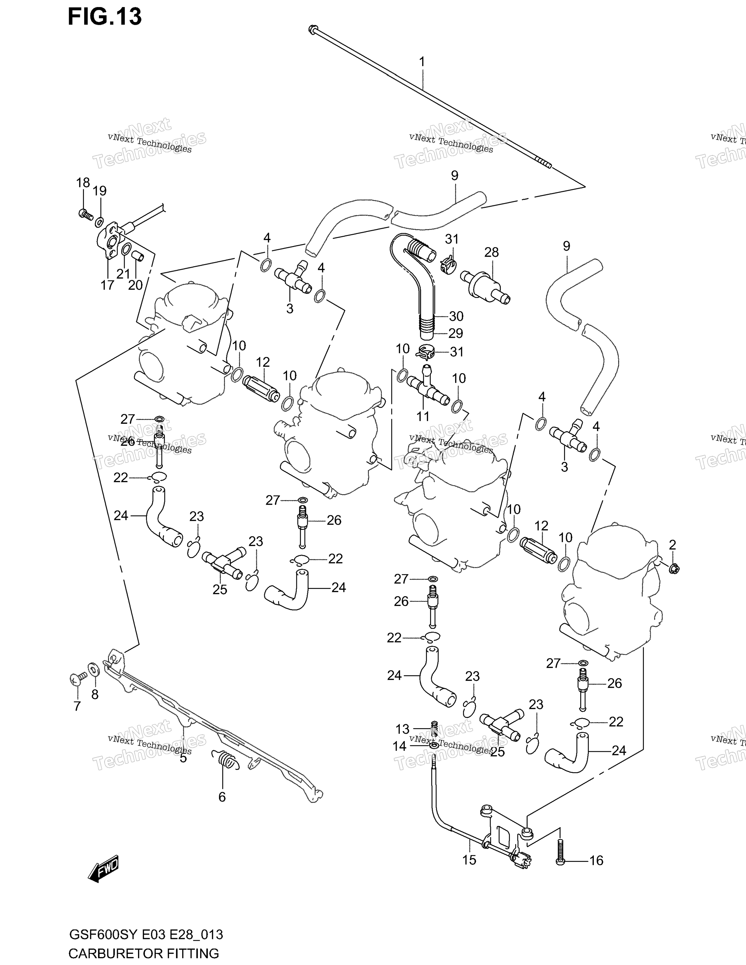 Карбюратор Fittings (Model Y/K1/K2)