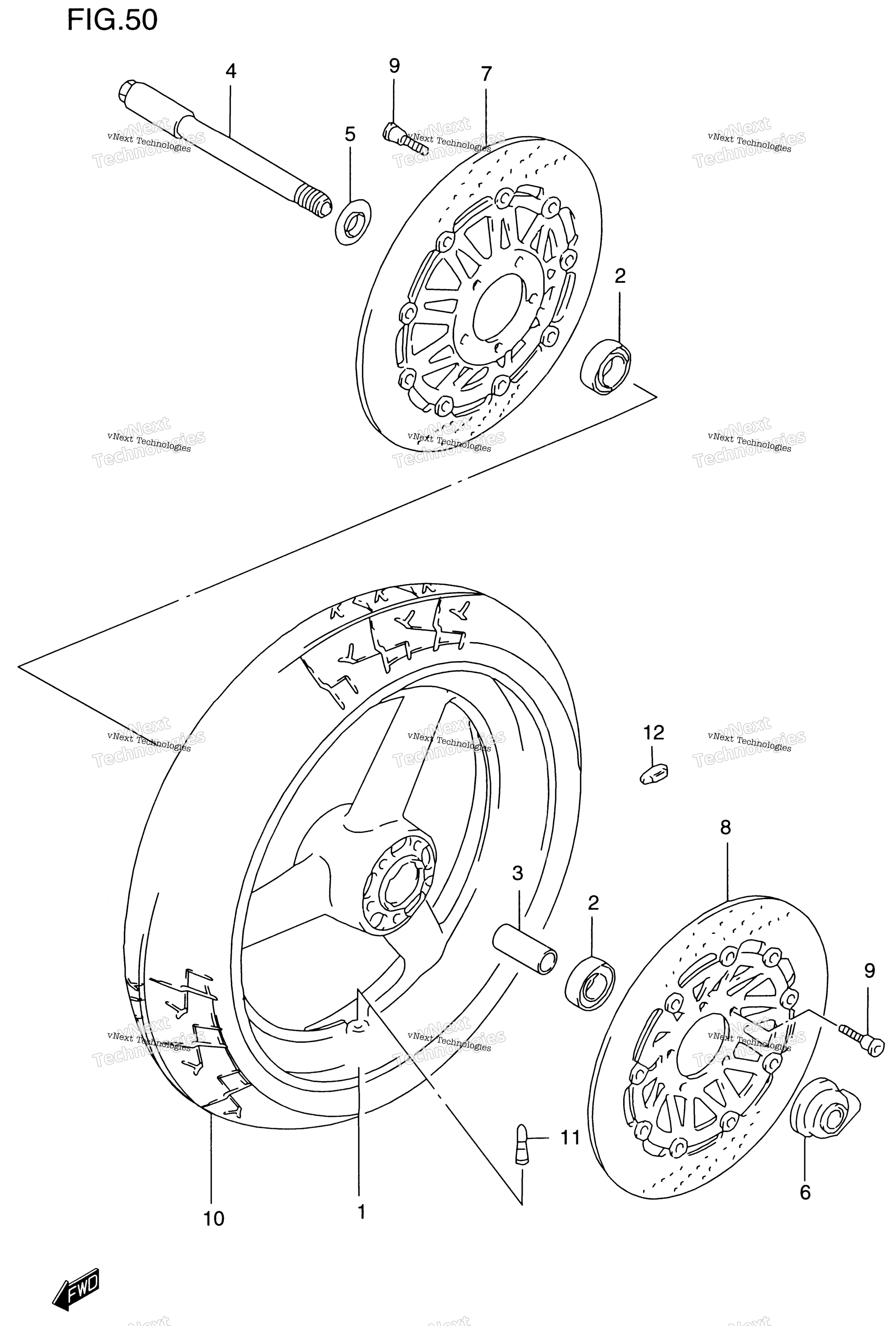 Переднее колесо (Gsf1200sv/Sw/Sx/Sy)
