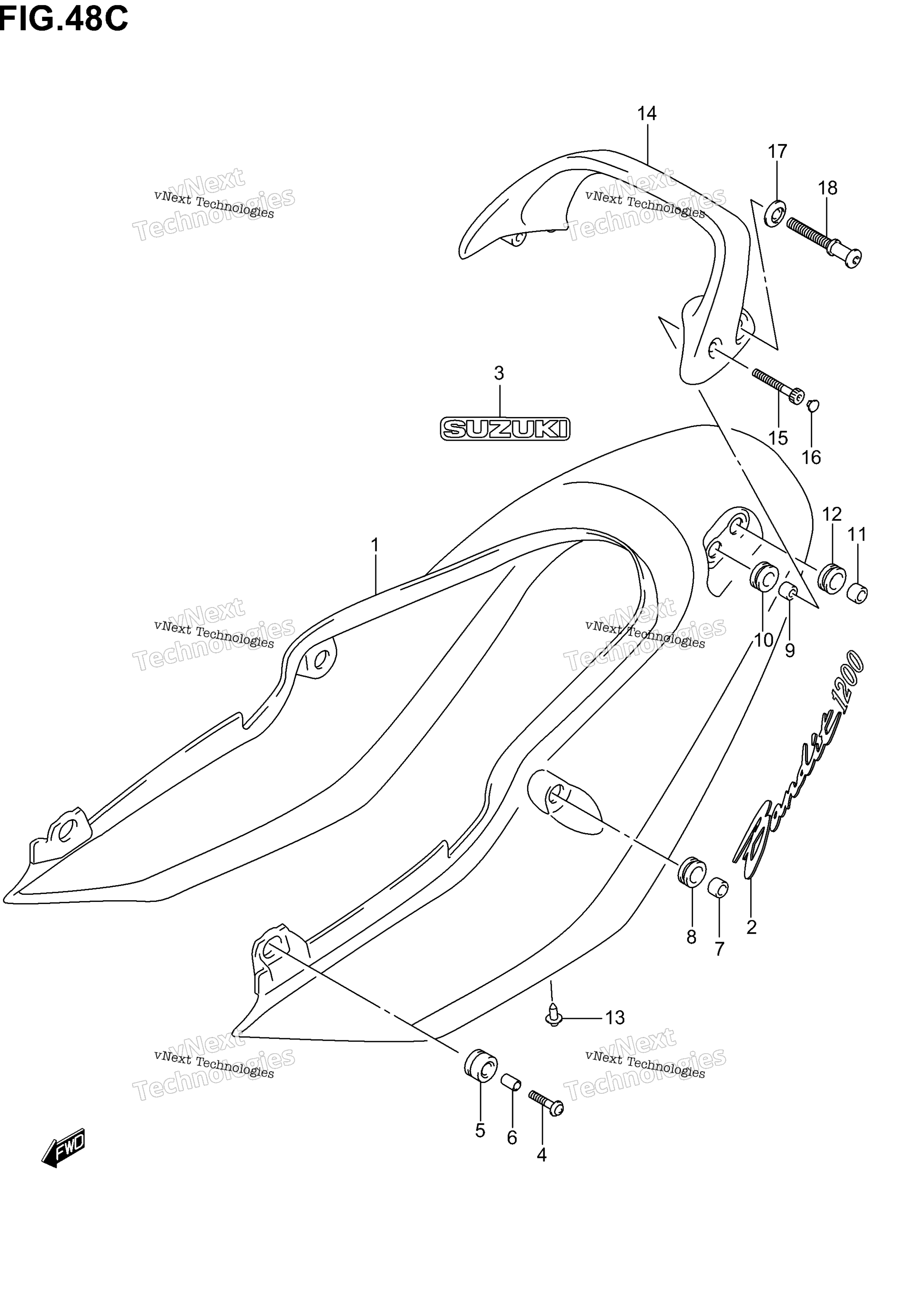 сиденье Tail крышка (Gsf1200k2)