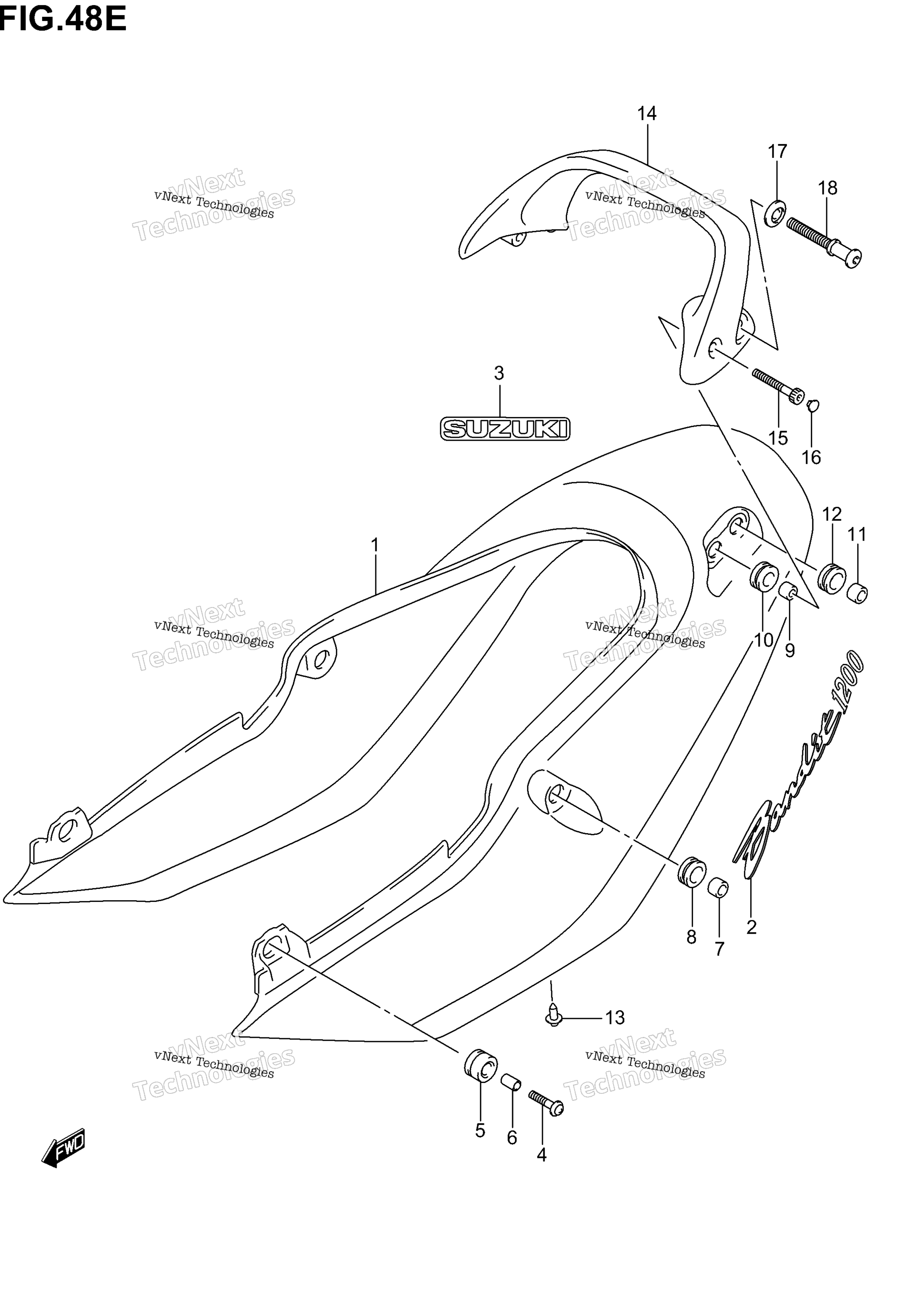 сиденье Tail крышка (Gsf1200k3)