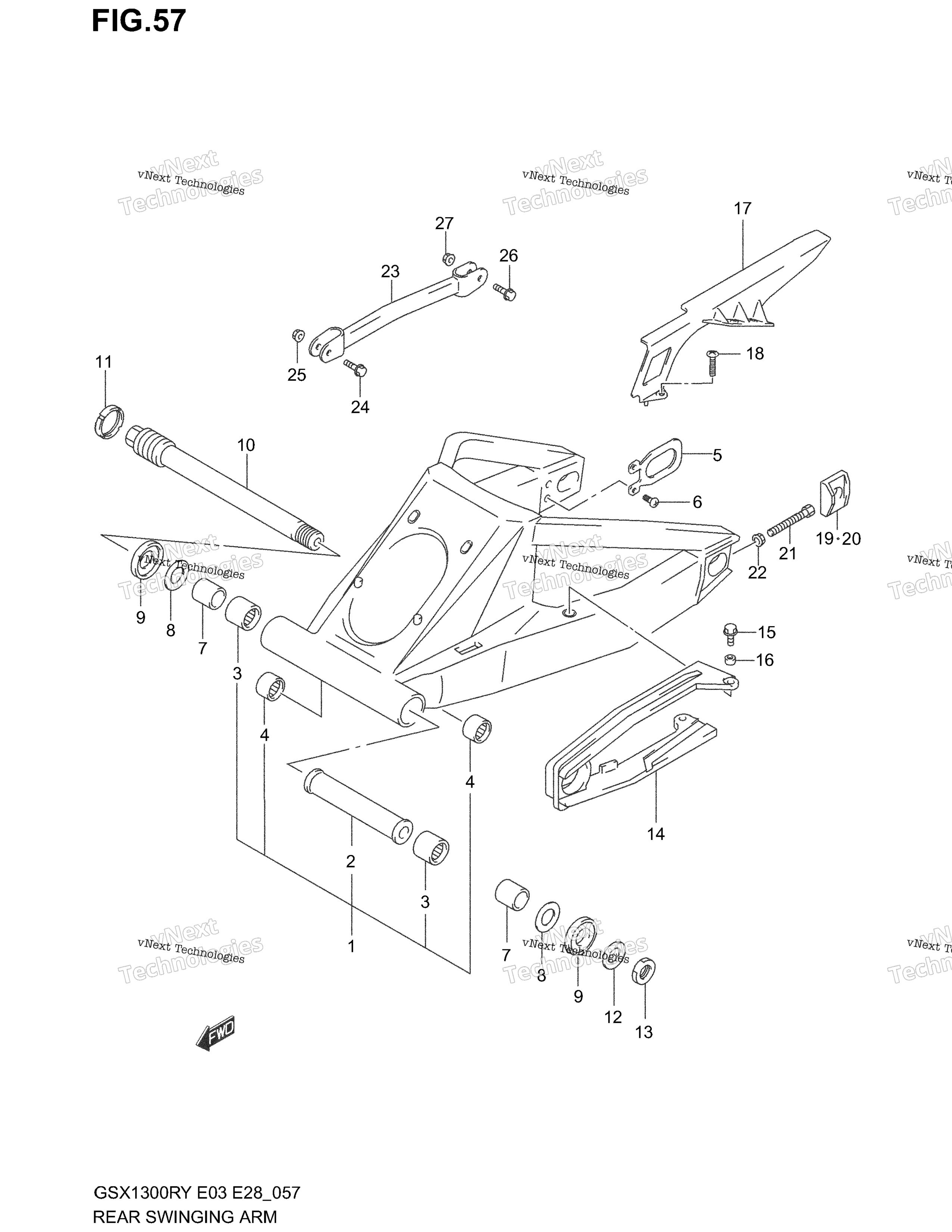 задний Swinging Arm (Model X / Y / K1 / K2)