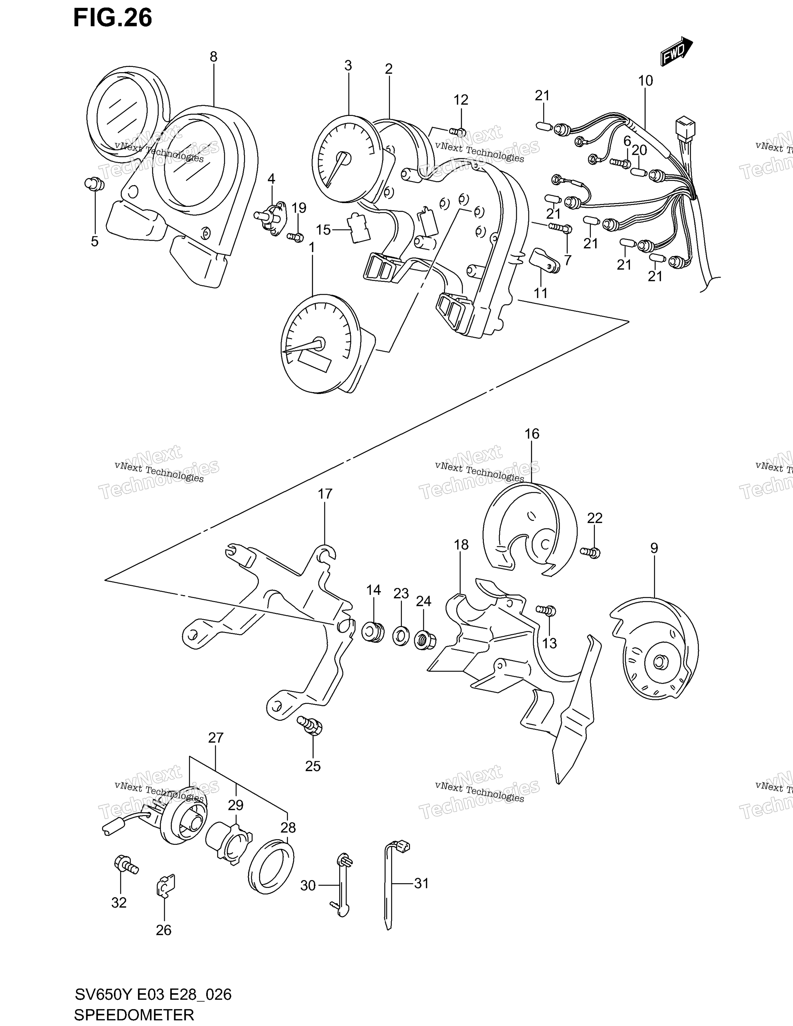 Спидометр (Sv650x/Y/K1/K2)