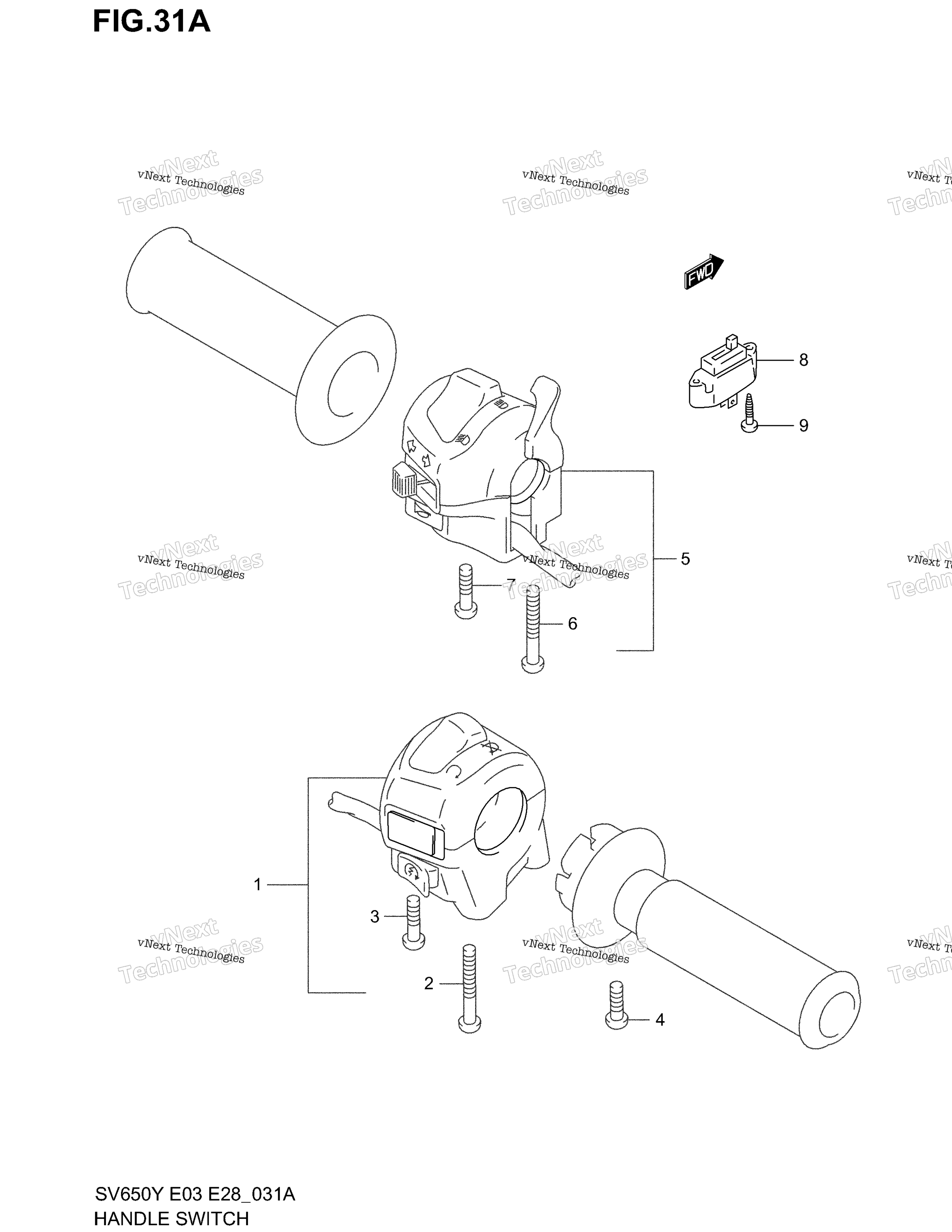 Переключатели на руле (Sv650sx/Sy/Sk1/Sk2)