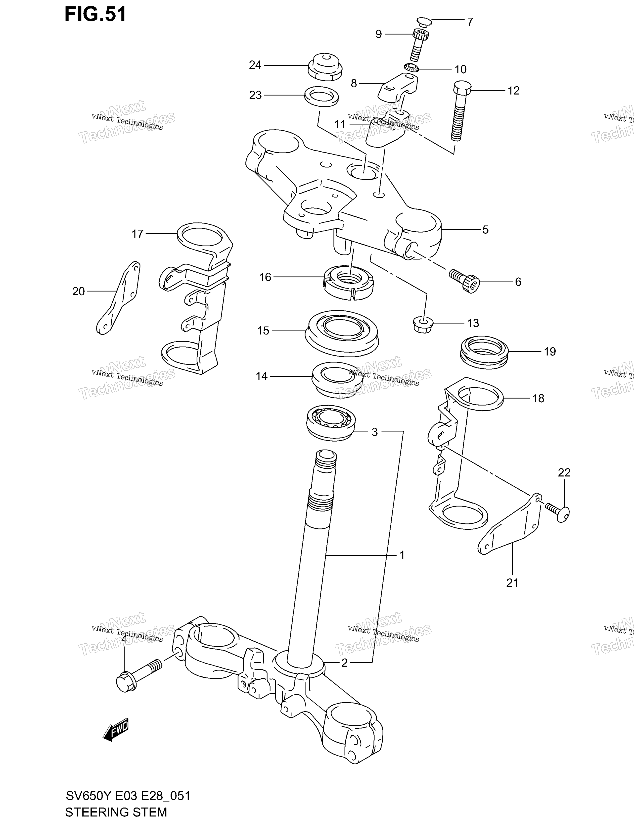 Рулевая колонка (Sv650x/Y)