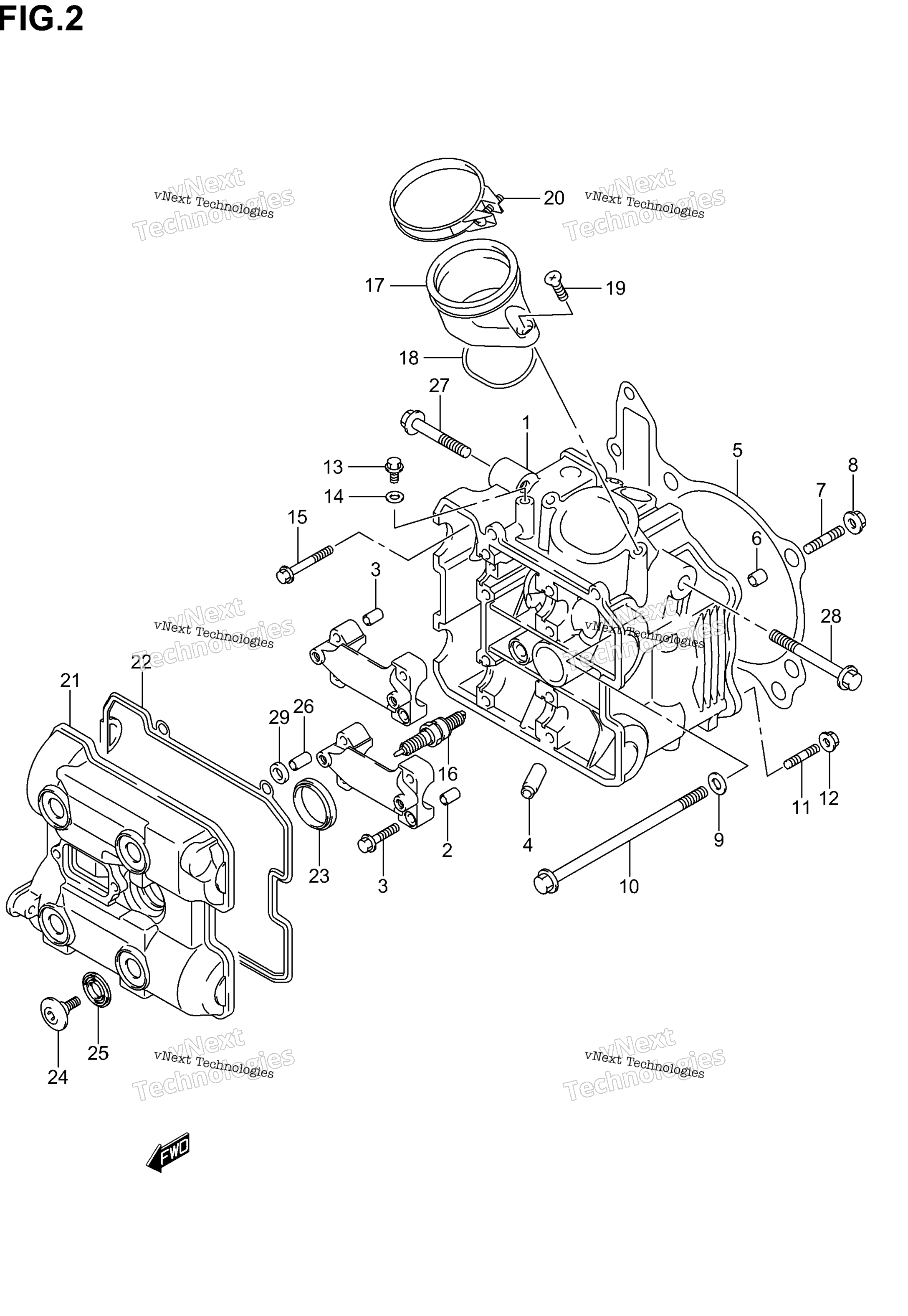 Передняя часть CYLINDER HEAD