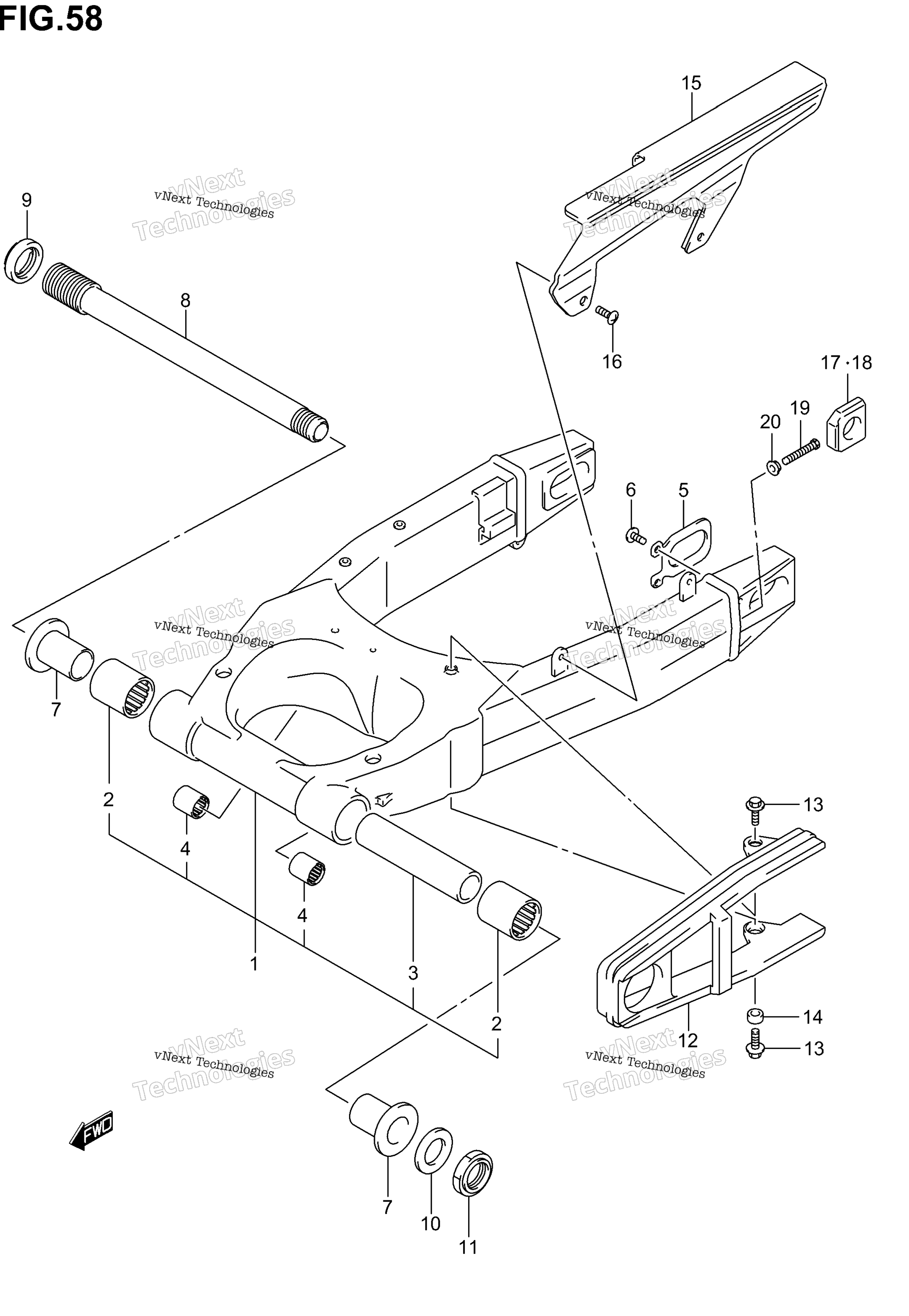 задний Swinging Arm (Model K3 / K4)