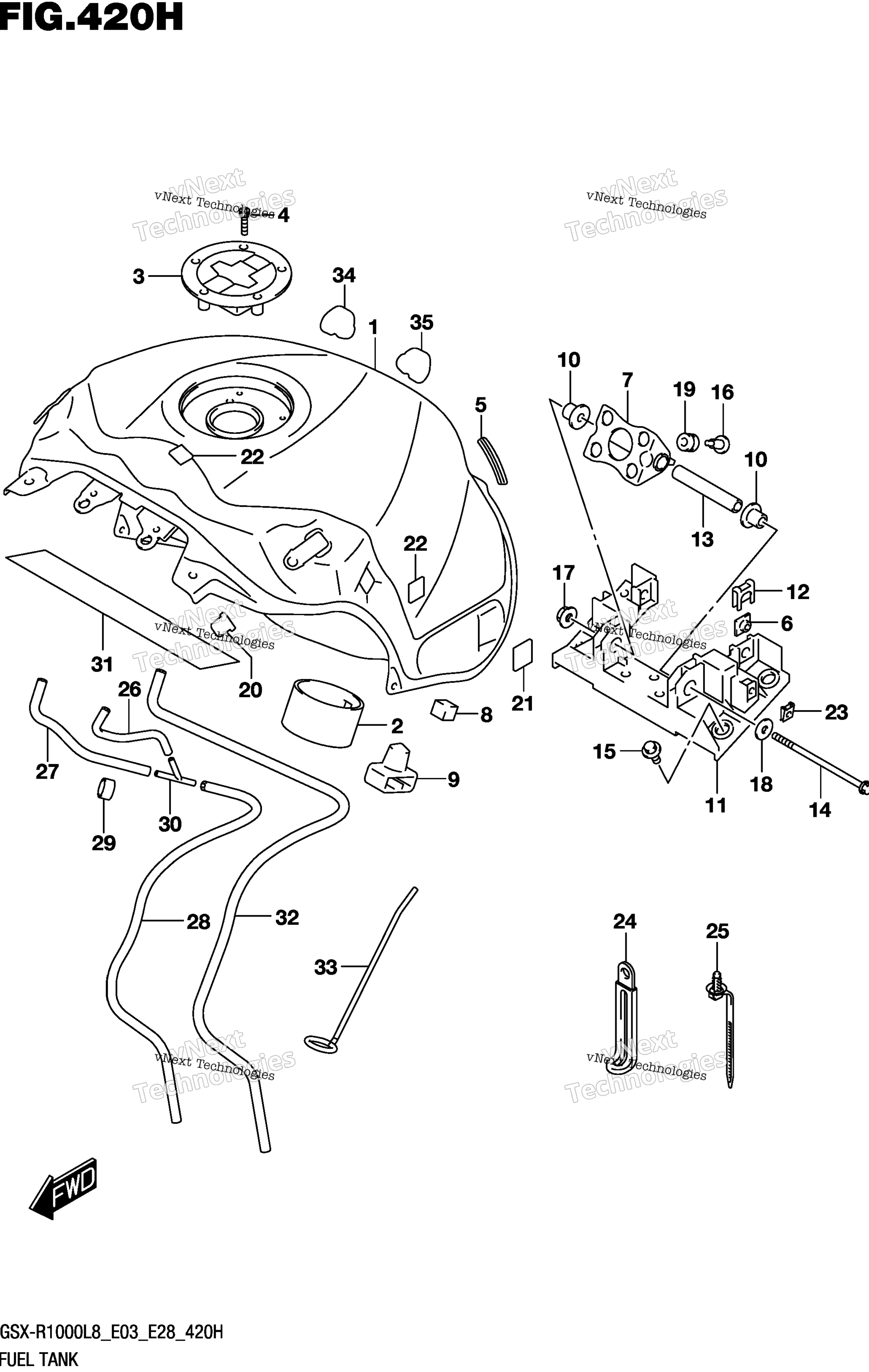Топливный бак (Gsx-R1000al8 E28) (For Ykv)