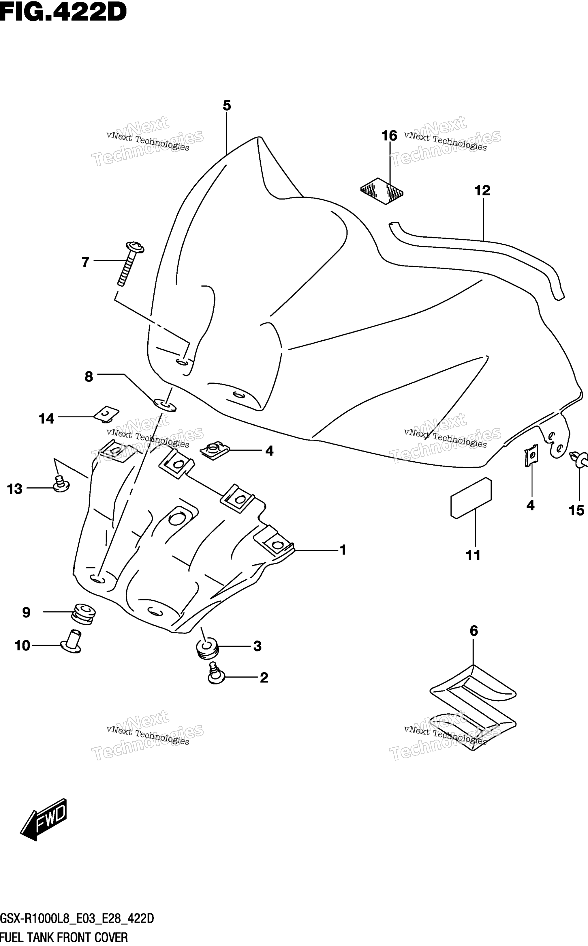 Топливный бак Front Cover (Gsx-R1000l8 E33) (For Ykv)
