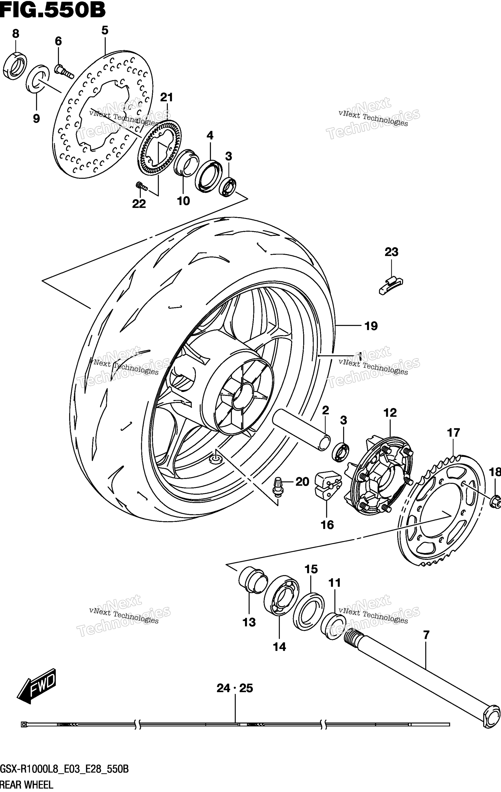 Заднее колесо (Gsx-R1000l8 E03) (For Ykv)