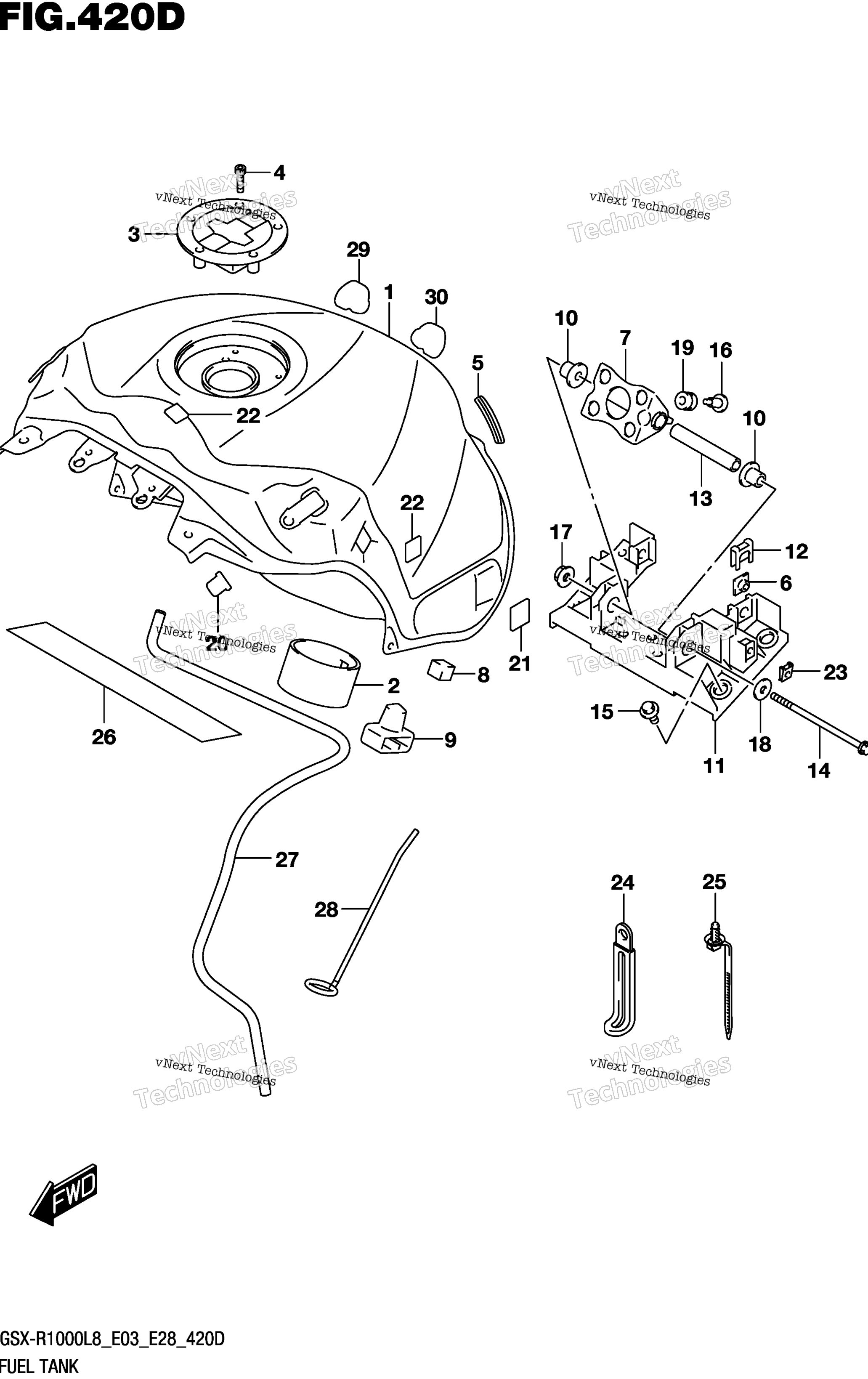 Топливный бак (Gsx-R1000l8 E33) (For Ykv)