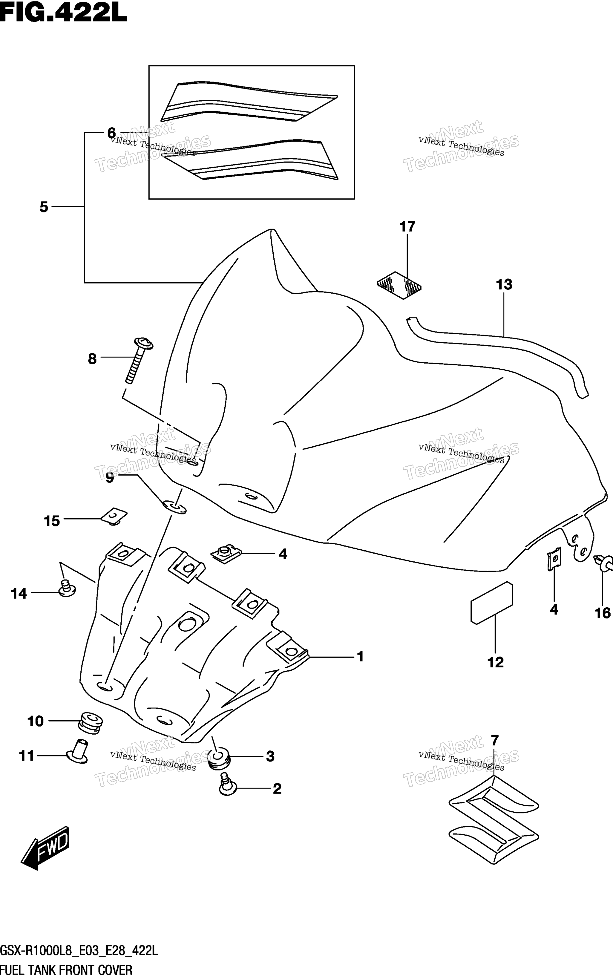 Топливный бак Front Cover (Gsx-R1000rzl8 E03)
