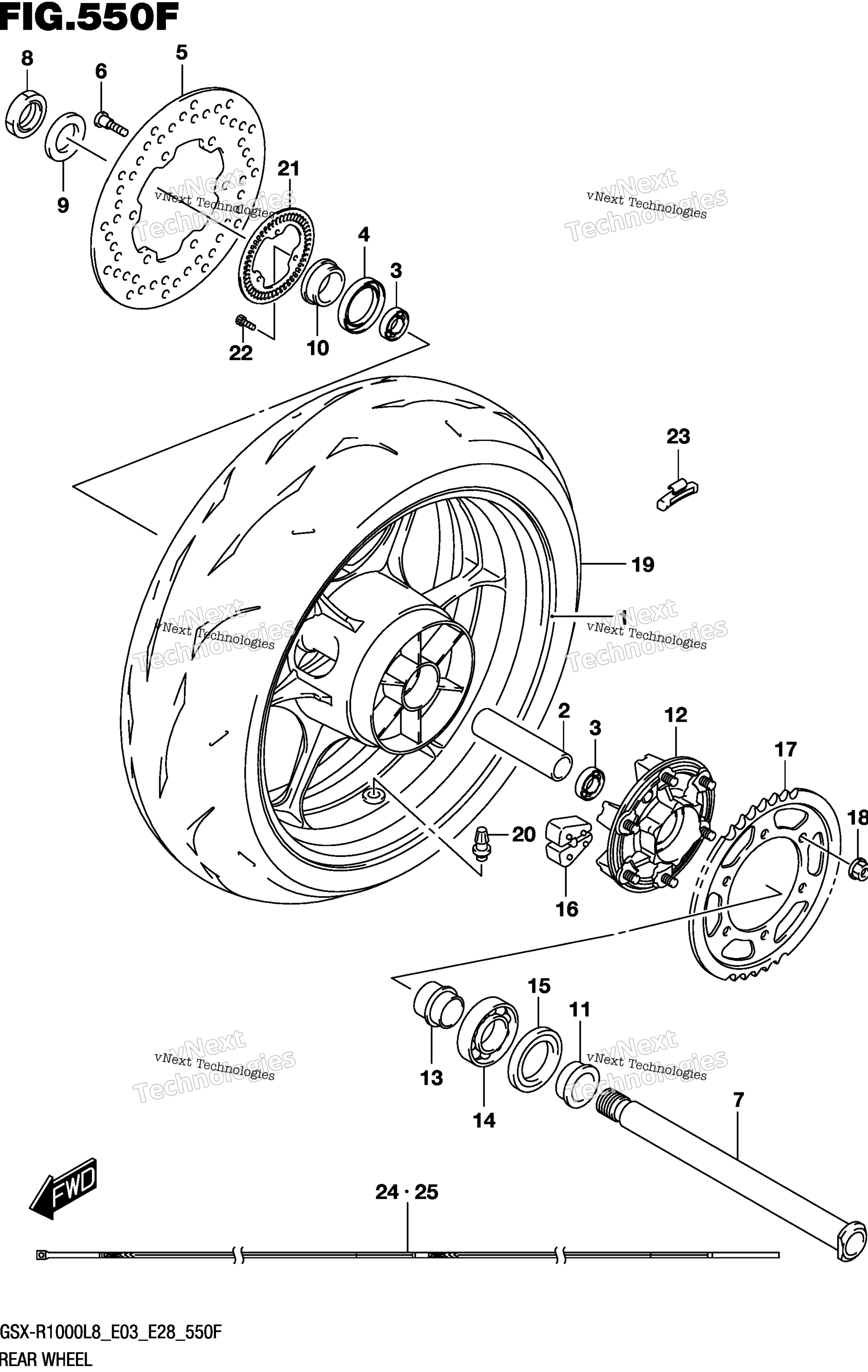 Заднее колесо (Gsx-R1000al8 E33) (For Ykv)